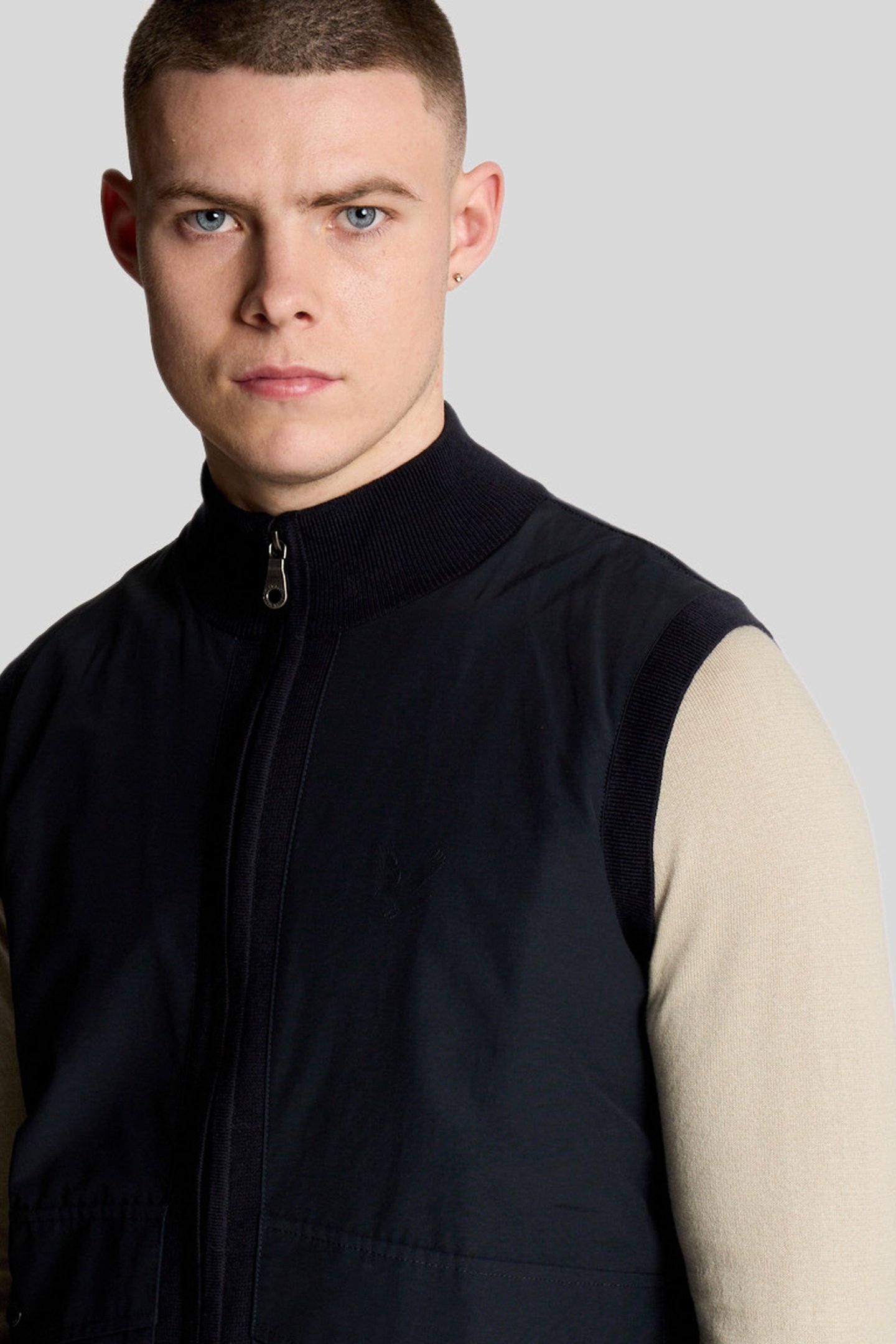 MILANO HYBRID FULL ZIP KNITTED VEST DARK NAVY 5