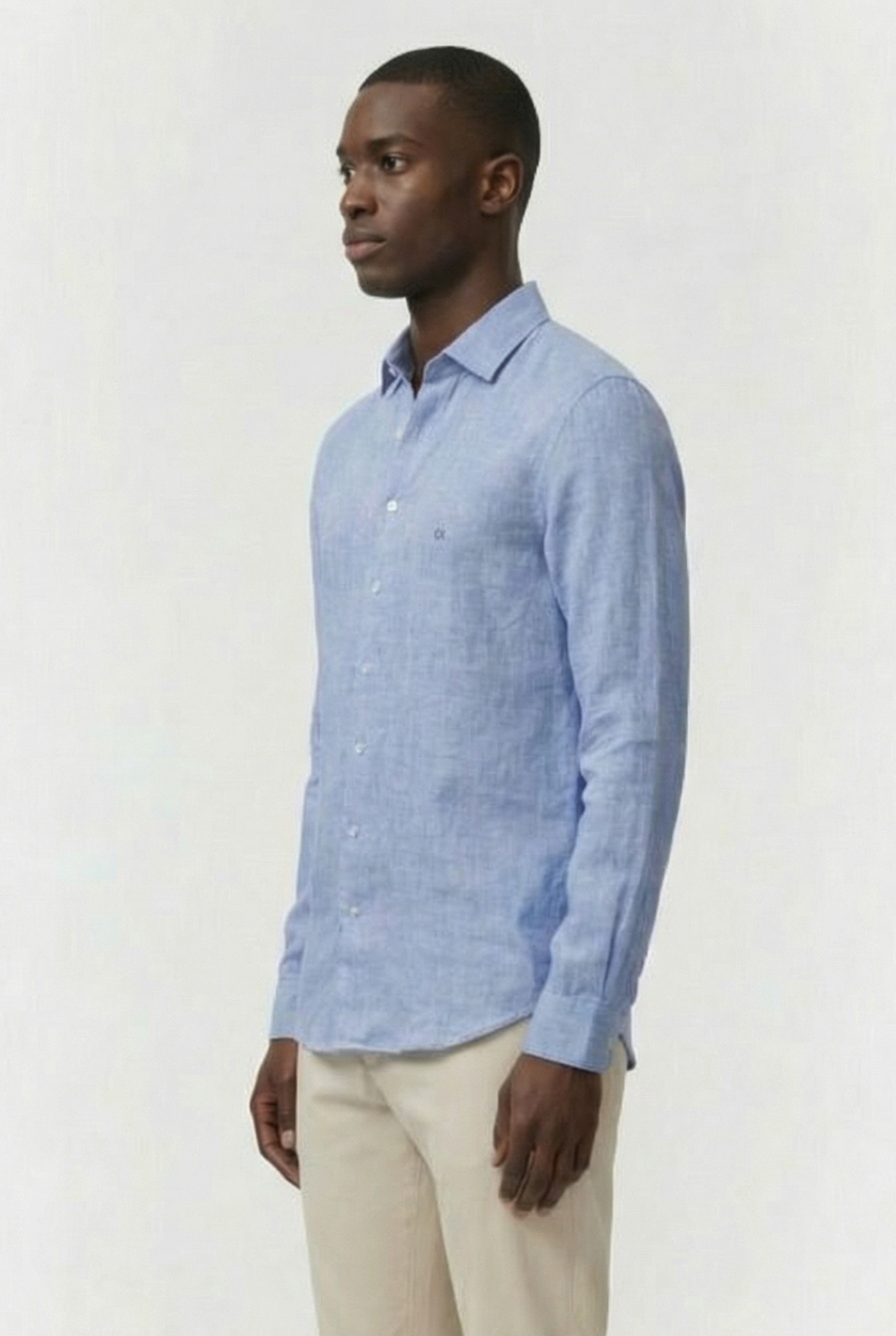 LINEN SOLID SLIM SHIRT BLUE 3