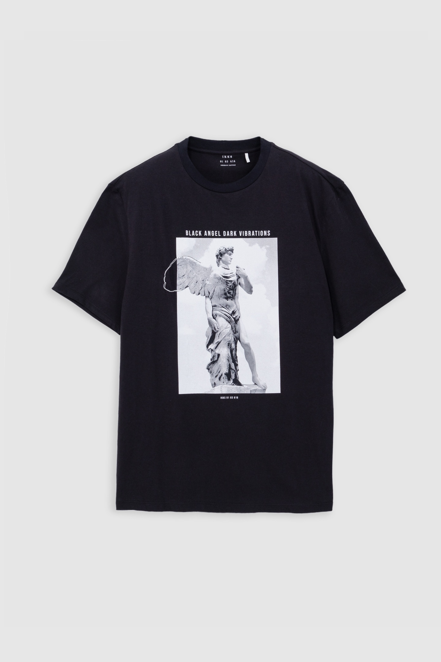 BLACK T-SHIRT WITH STATUE IMAGE AND EMBROIDERY 4