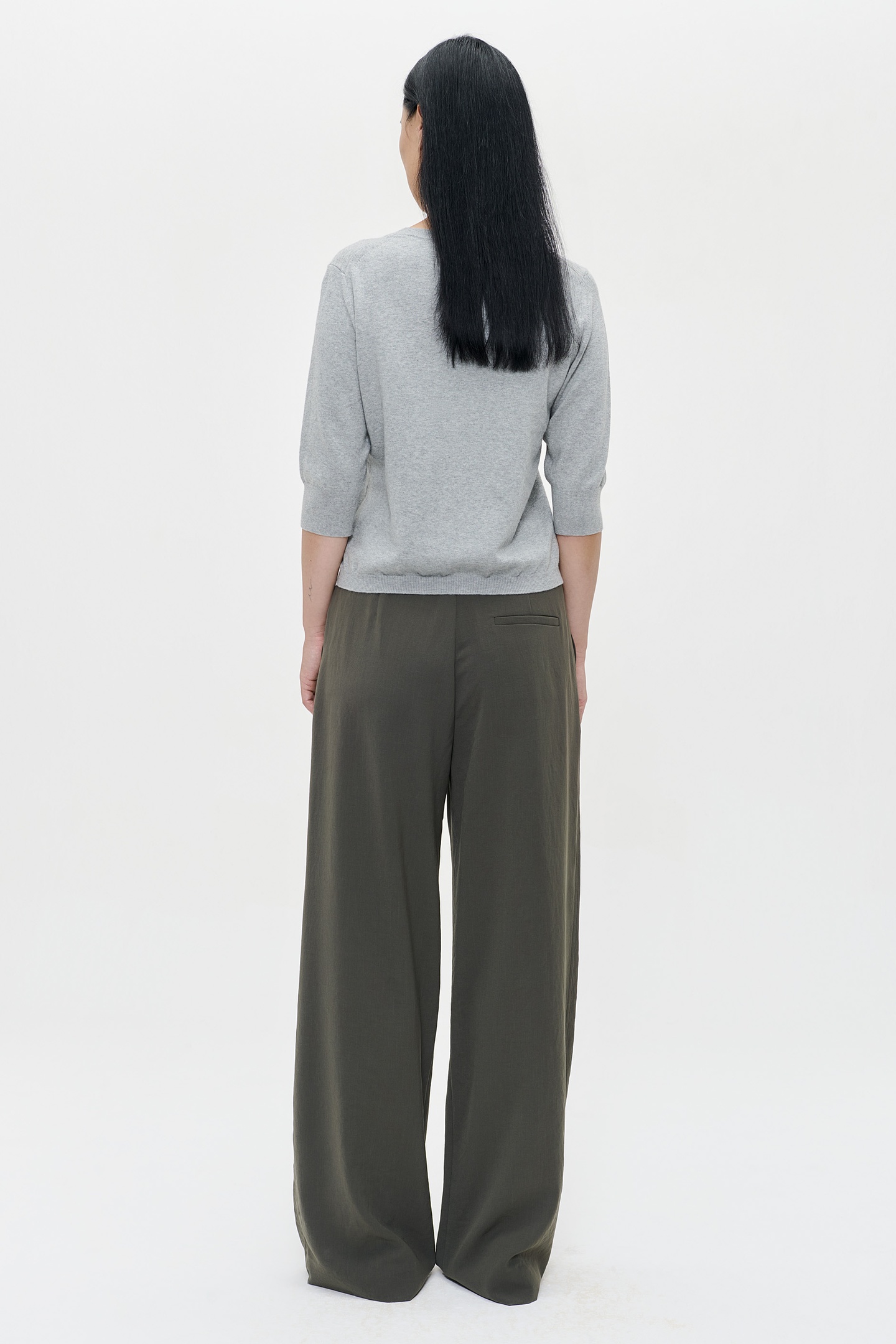 CASHMERE SHORT SLEEVE TOP LIGHT GREY MELANGE 3