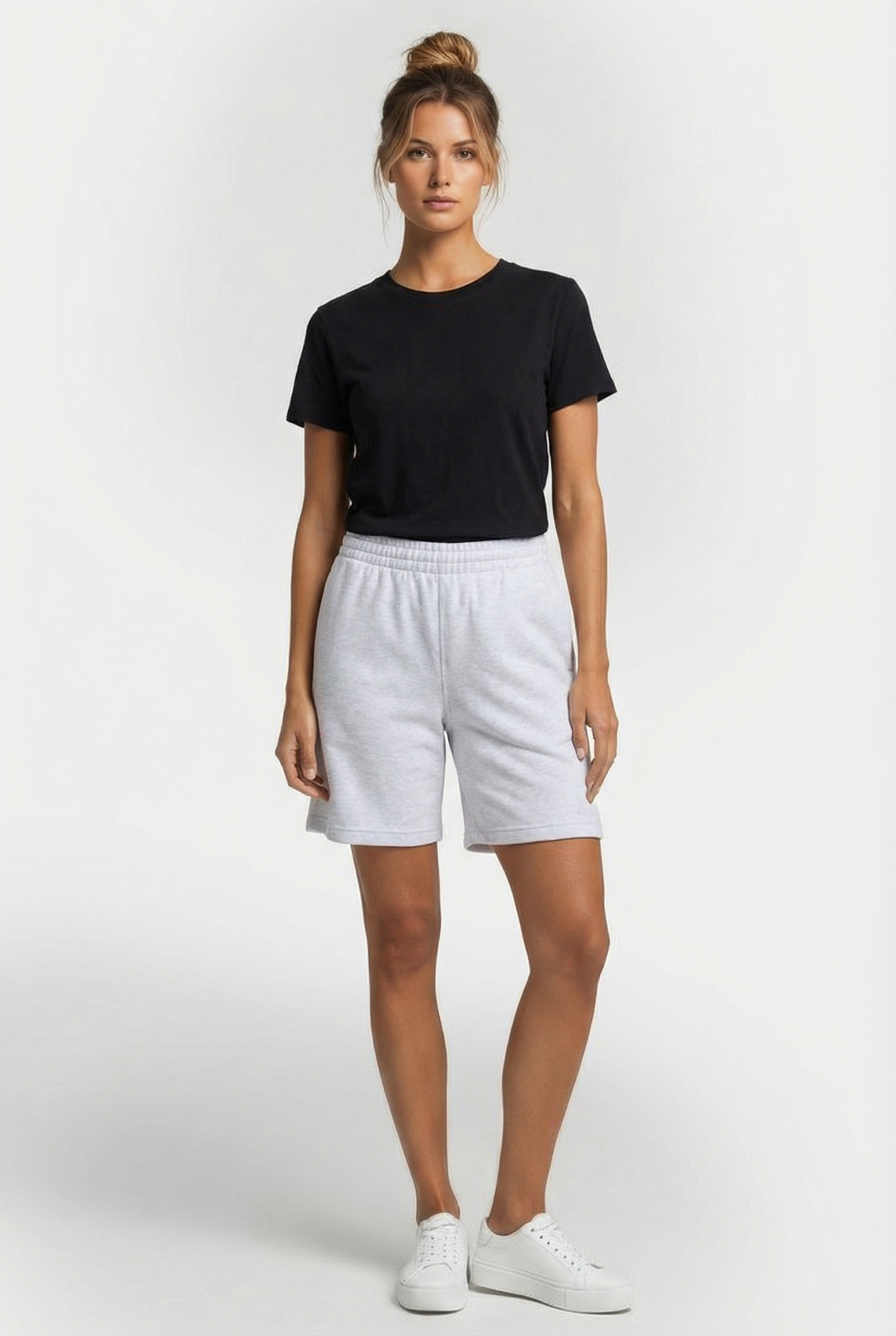 ELEVATED DOUBLE KNIT RELAXED SHORT WHITE HEATHER 1
