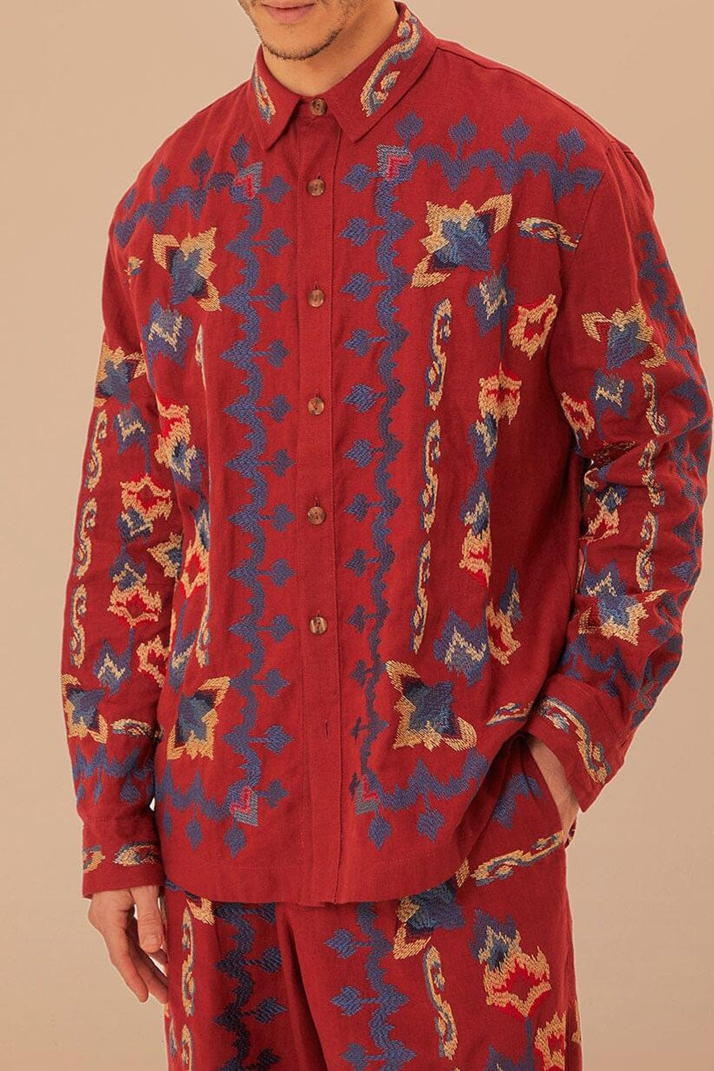 FLORAL EMBROIDERY JACQUARD SHIRT 1