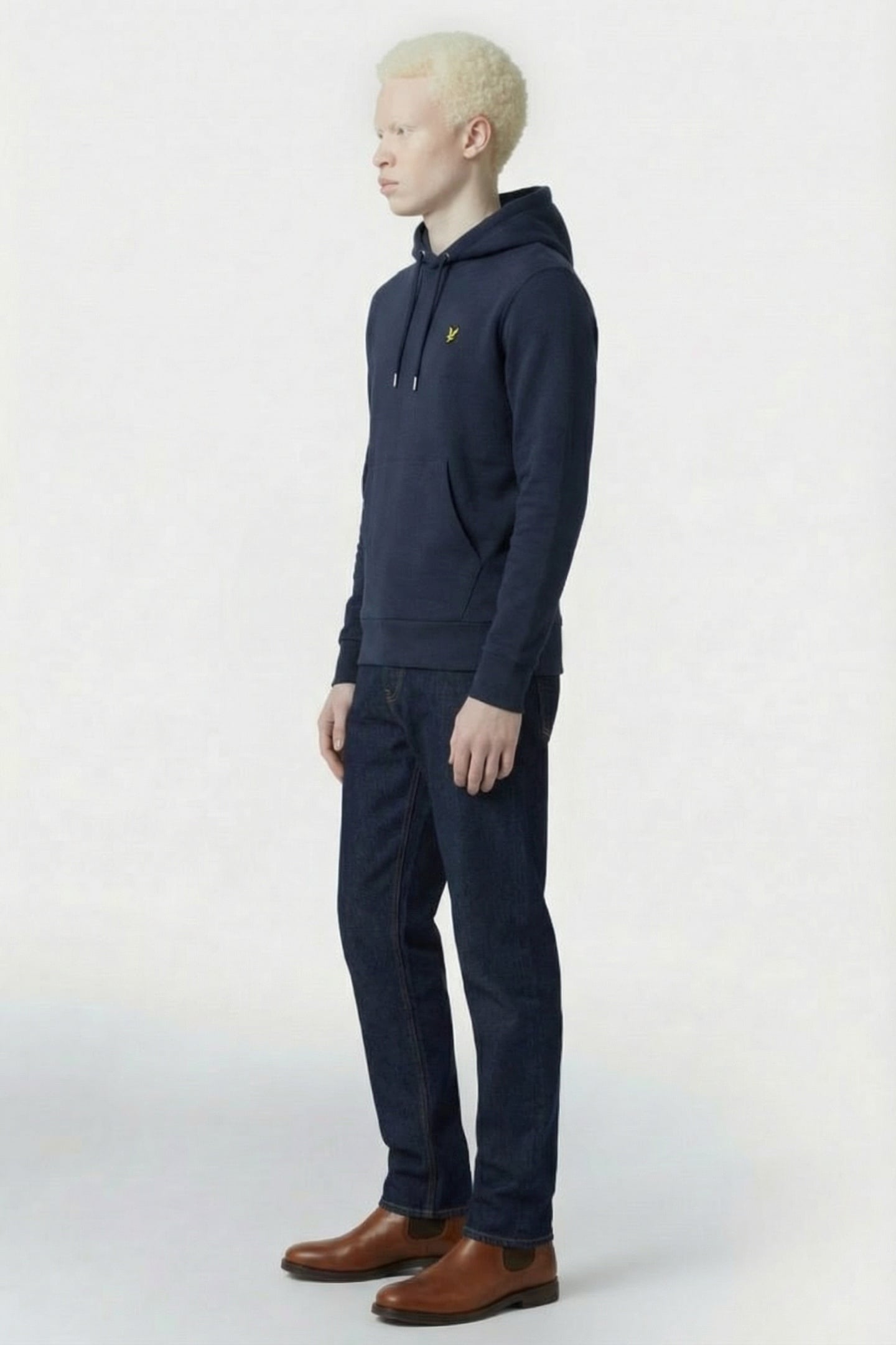 DIAGONAL WEAVE FRENCH TERRY HOODIE MIDNIGHT NAVY 4