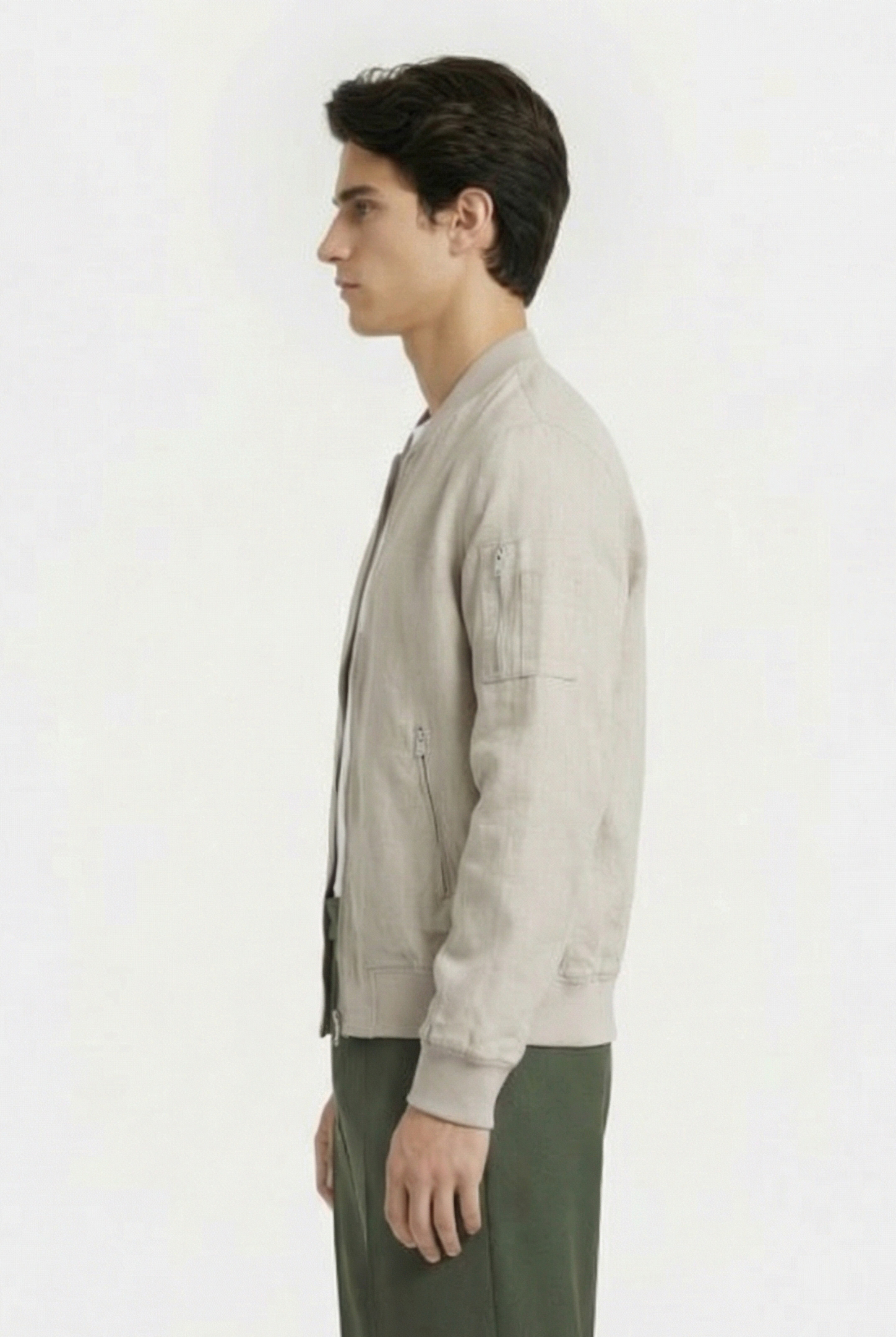 BOMBER LINEN JACKET STONE 3