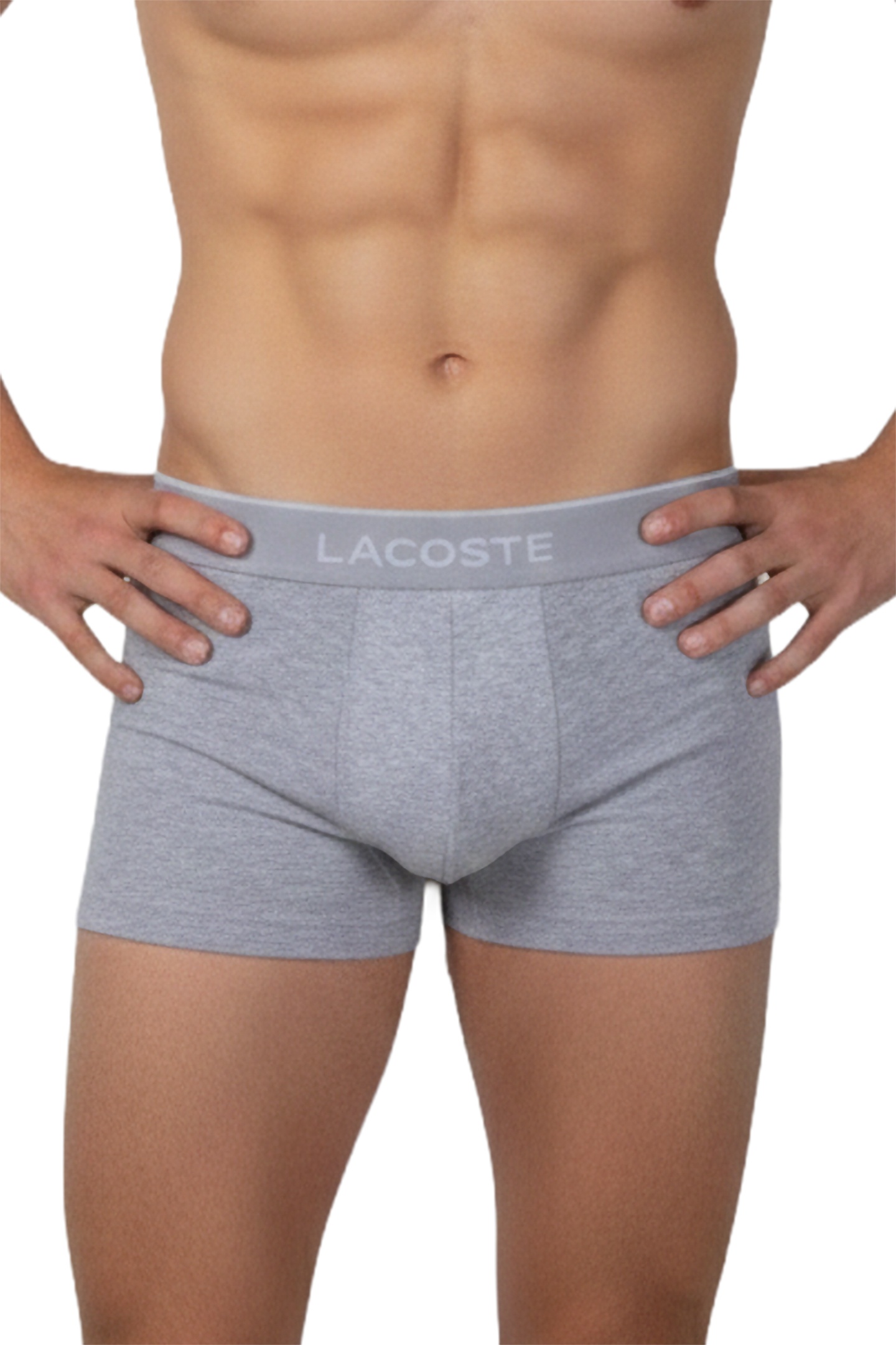 3-PACK STRETCH COTTON TRUNKS BLACK/WHITE-SILVER CHINE 2