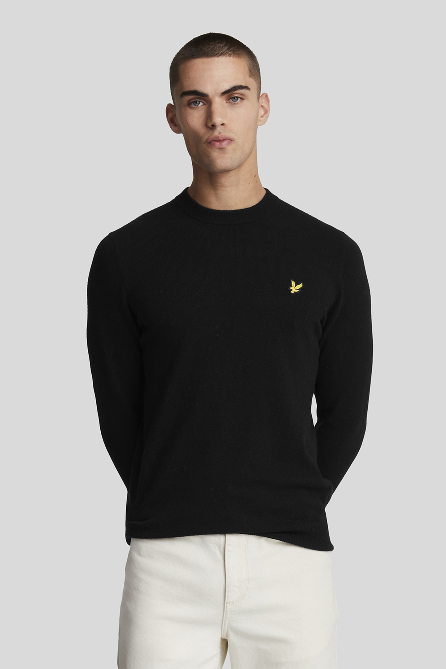 LAMBSWOOL BLEND CREW NECK JUMPER JET BLACK MARL 2