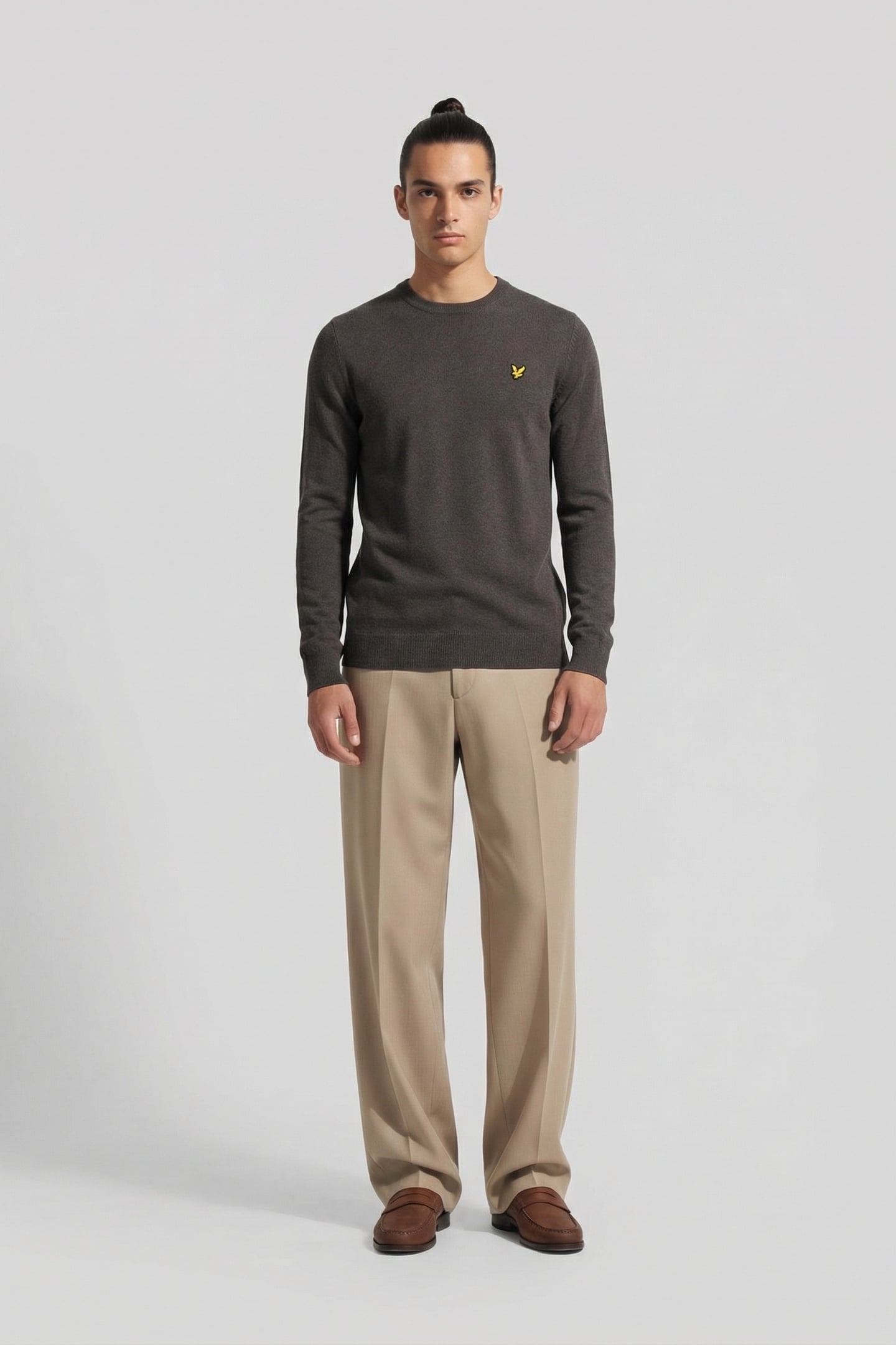 COTTON MERINO CREW NECK JUMPER GUNMETAL 2