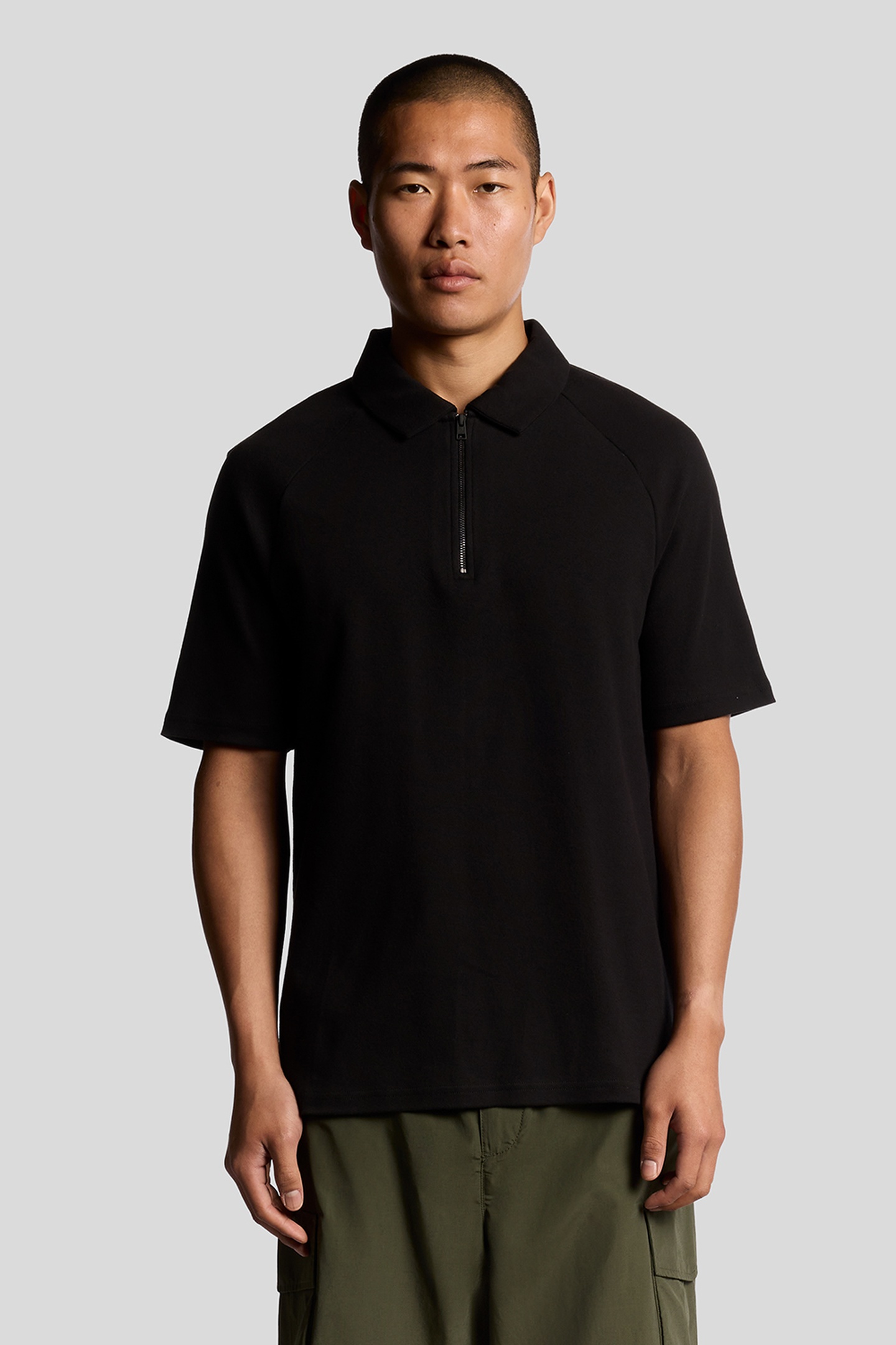 INTERLOCK ZIPPED POLO SHIRT JET BLACK 2