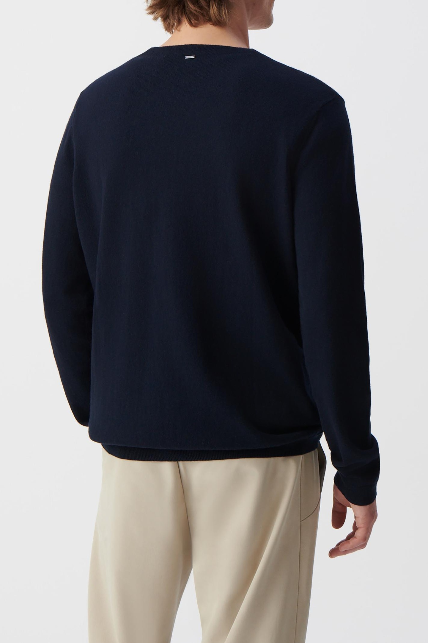 NAVY COTTON CASHMERE KNIT SWEATER 4