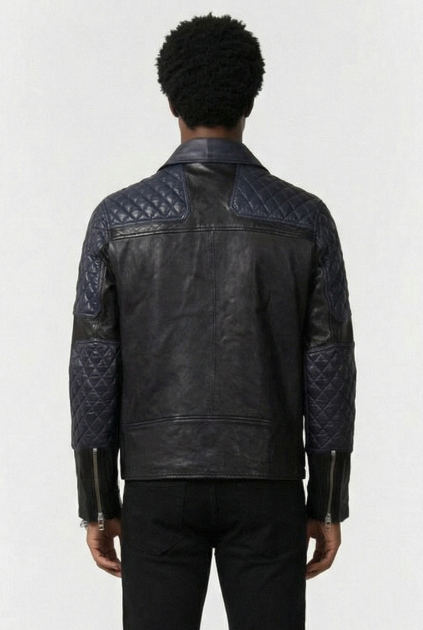 COLOUR BLOCK BIKER JACKET BLACK 2