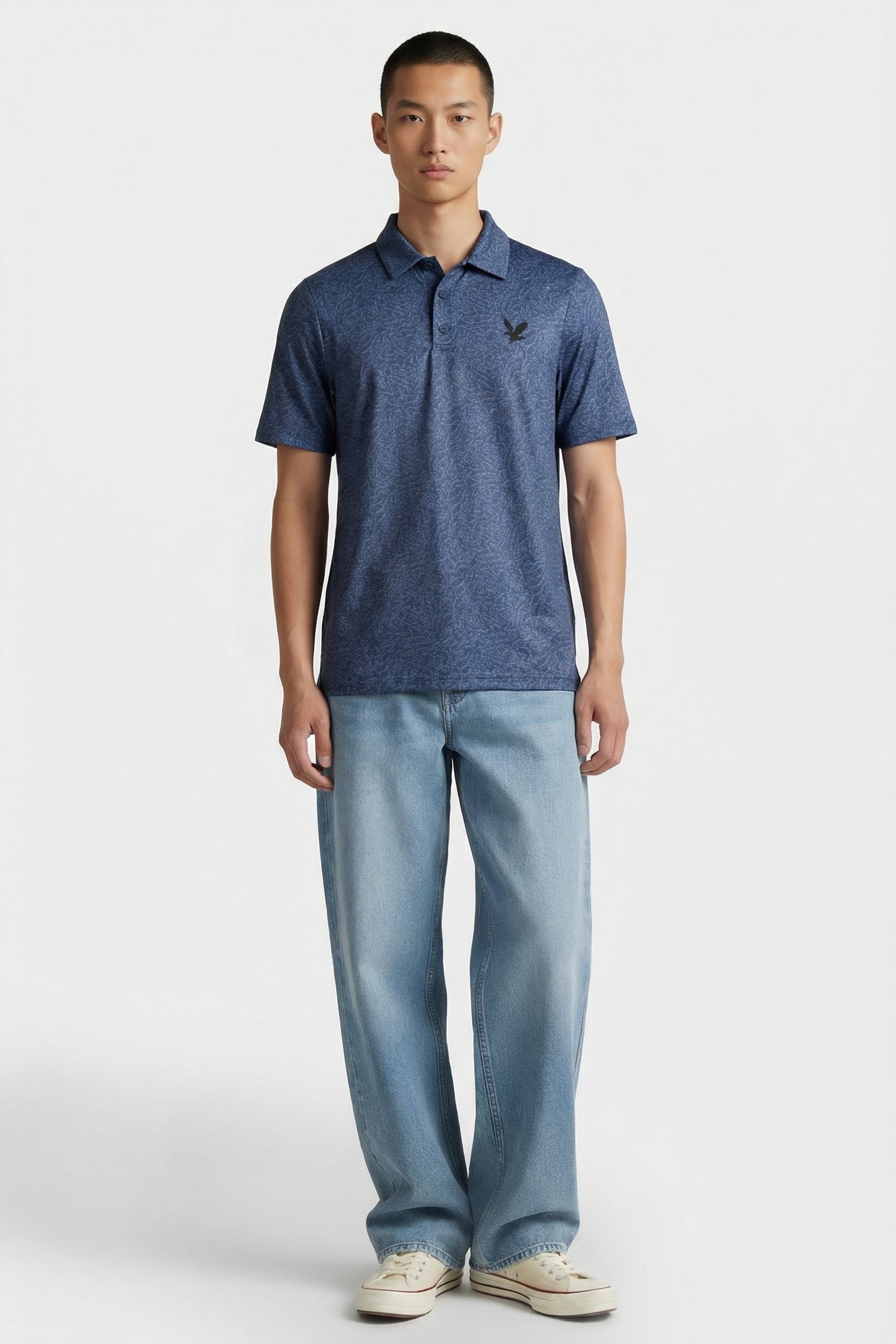 GOLF MICRO CONTOUR PRINTED POLO SHIRT RYDER BLUE 1