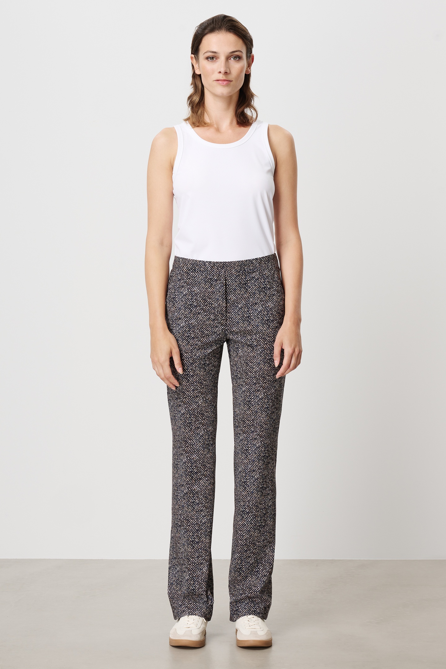 TWEED PRINT LONG BASIC PANTS INK BLUE 1