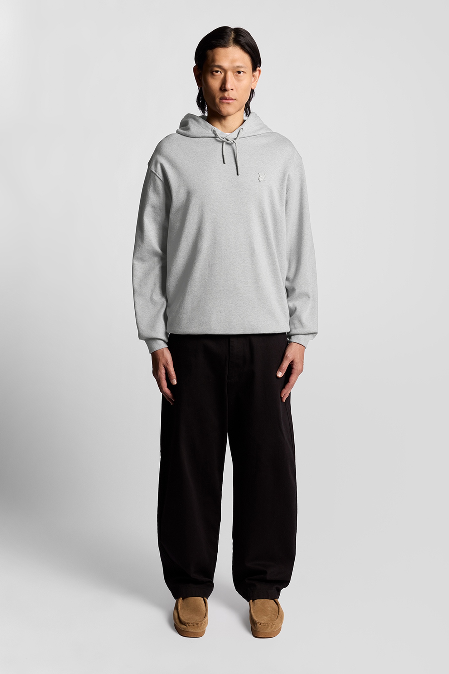 INTERLOCK PULLOVER HOODIE LIGHT GREY MARL 2