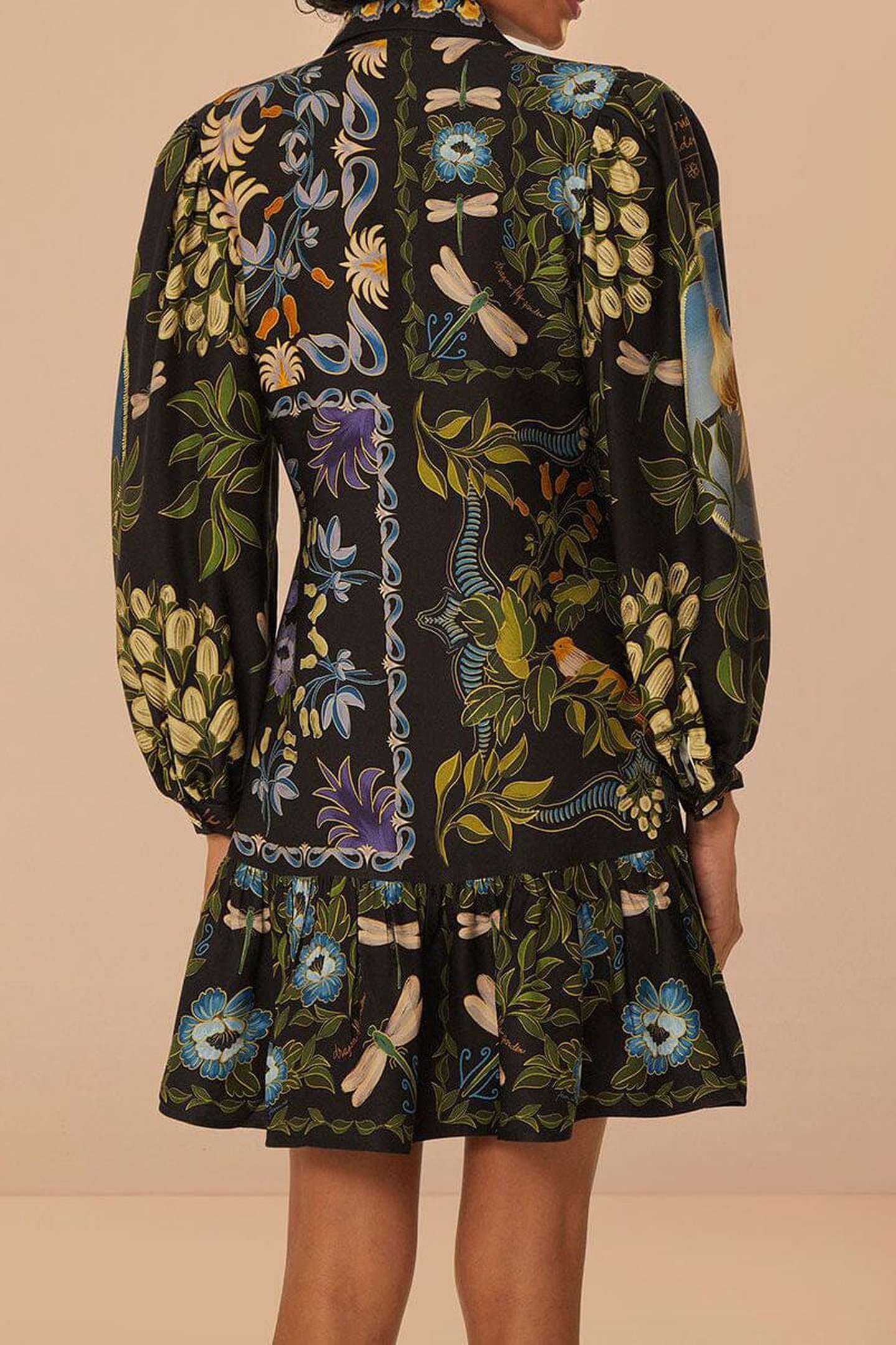 BLACK WINTER GARDEN MINI DRESS LONG SLEEVES 3