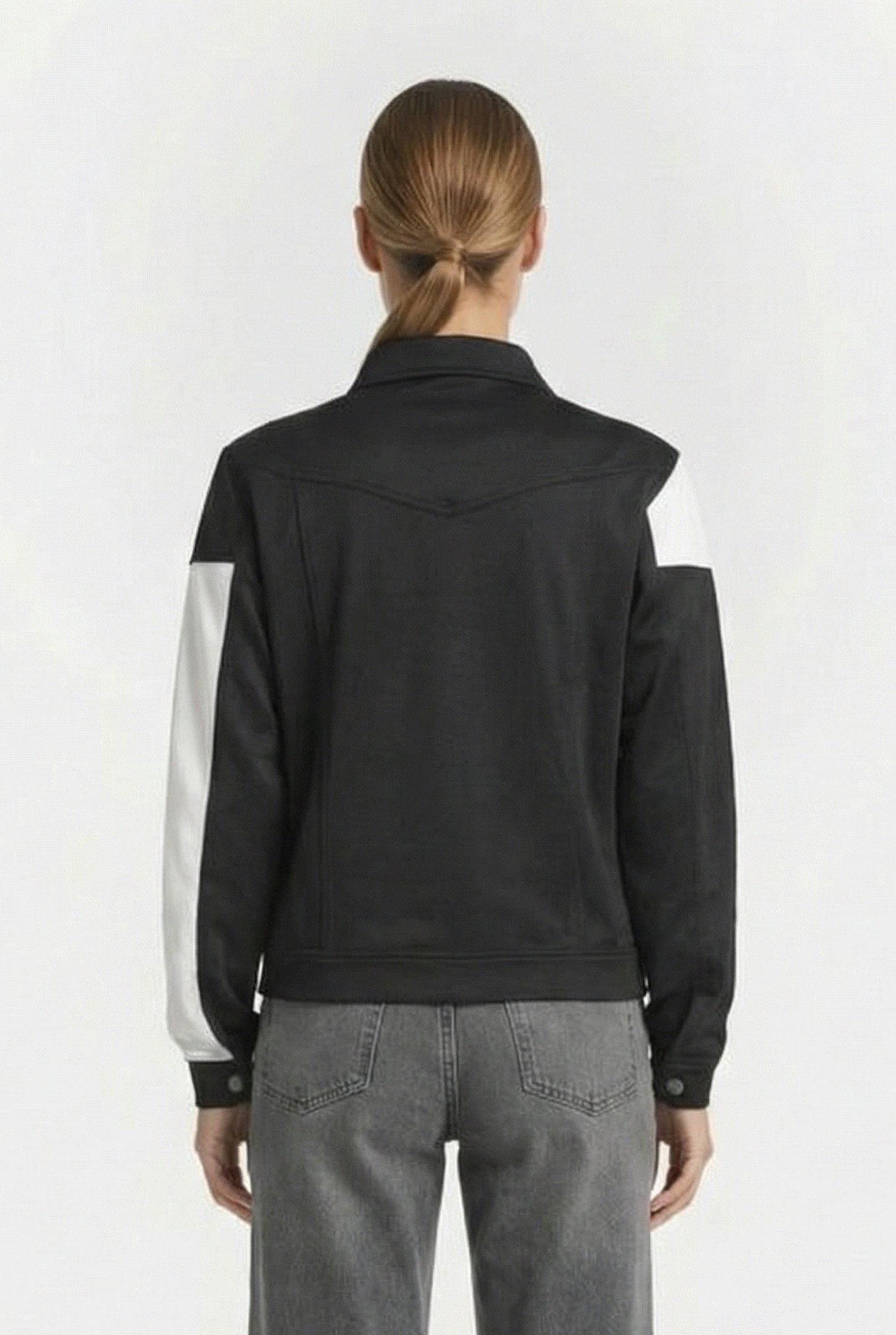 UNISEX DENIM JACKET BLACK WHITE 4