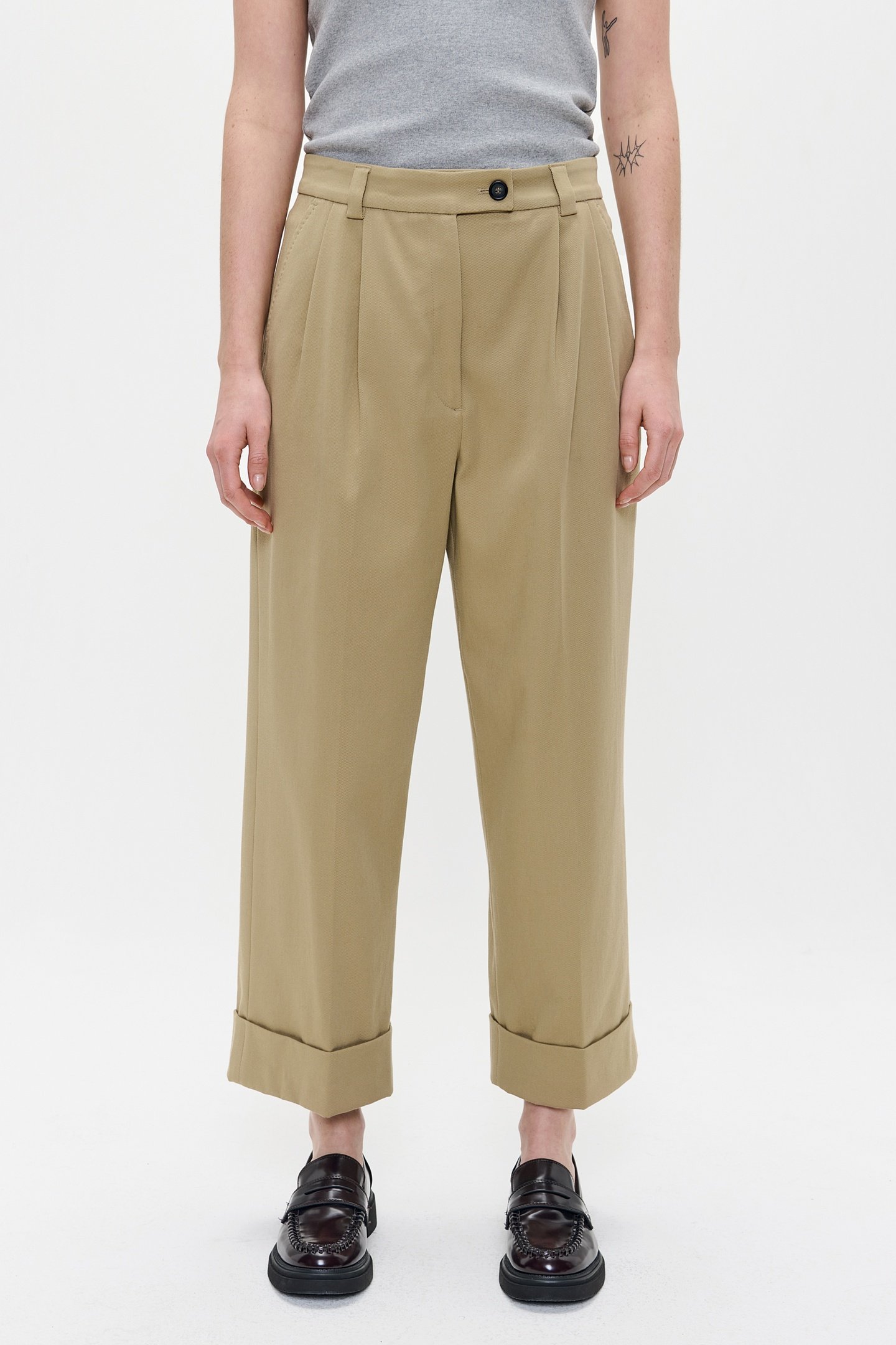 TWILL STRAIGHT PANTS STRAW 1