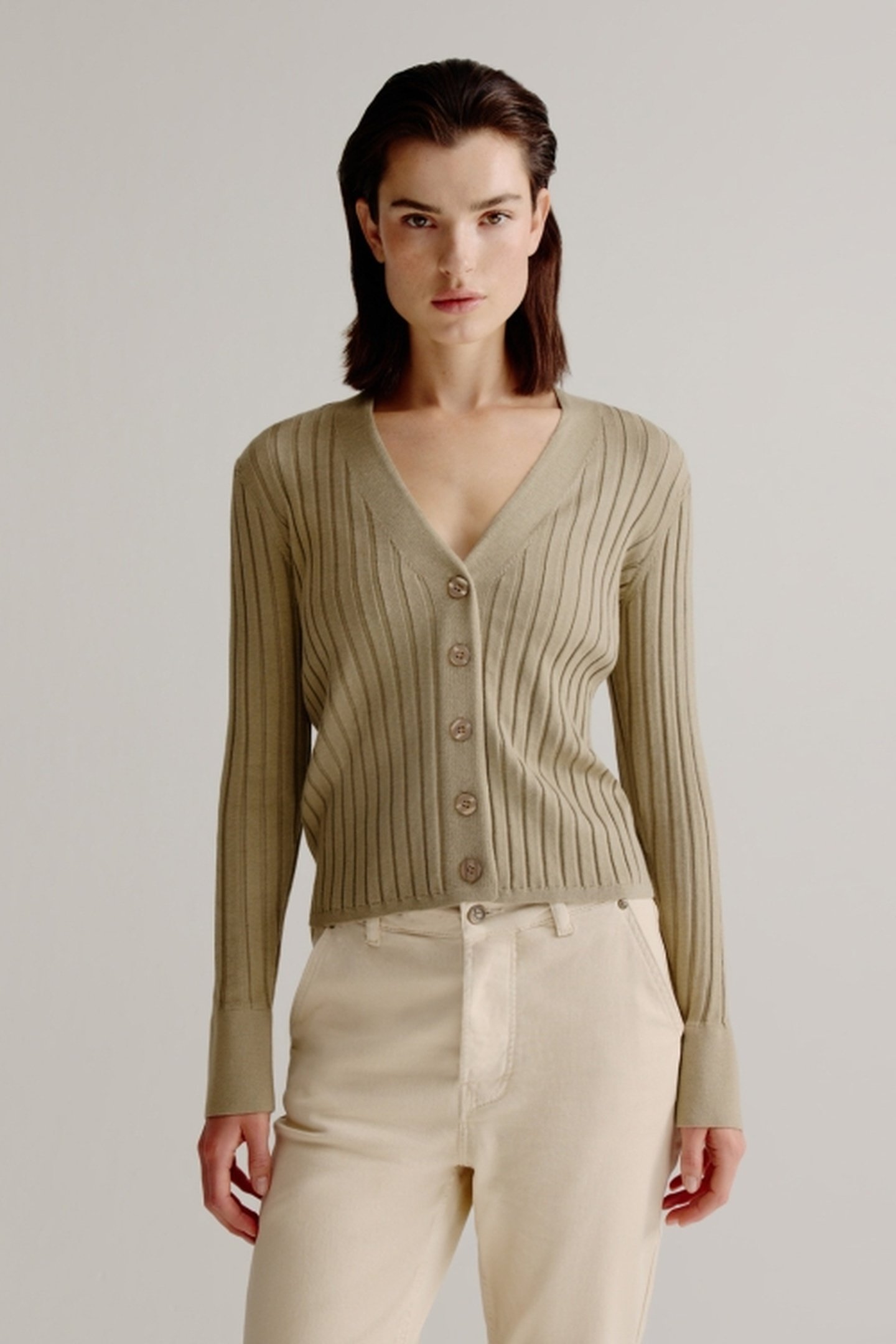 LIEVE CARDIGAN LIGHT KHAKI 1