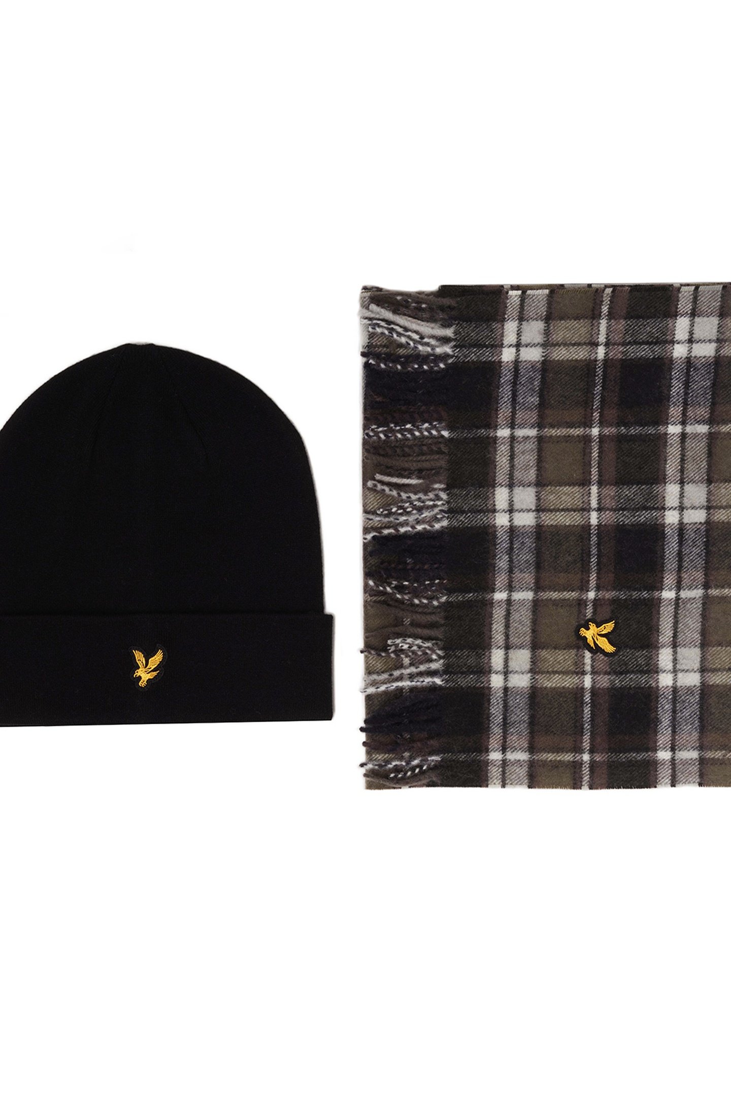 LAMBSWOOL BLEND SCARF AND BEANIE SET JET BLACK 1