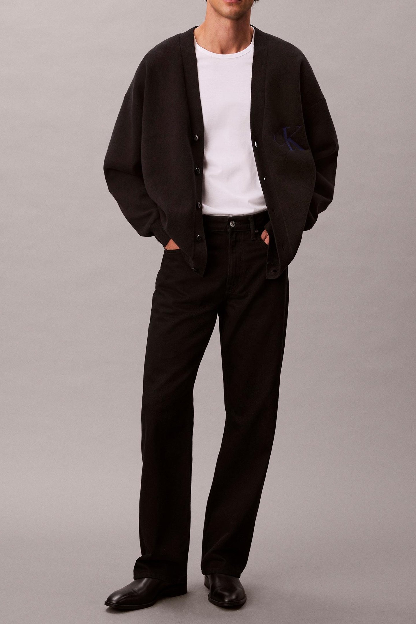 LS COTTON CASHMERE 3D CARDIGAN BLACK 2