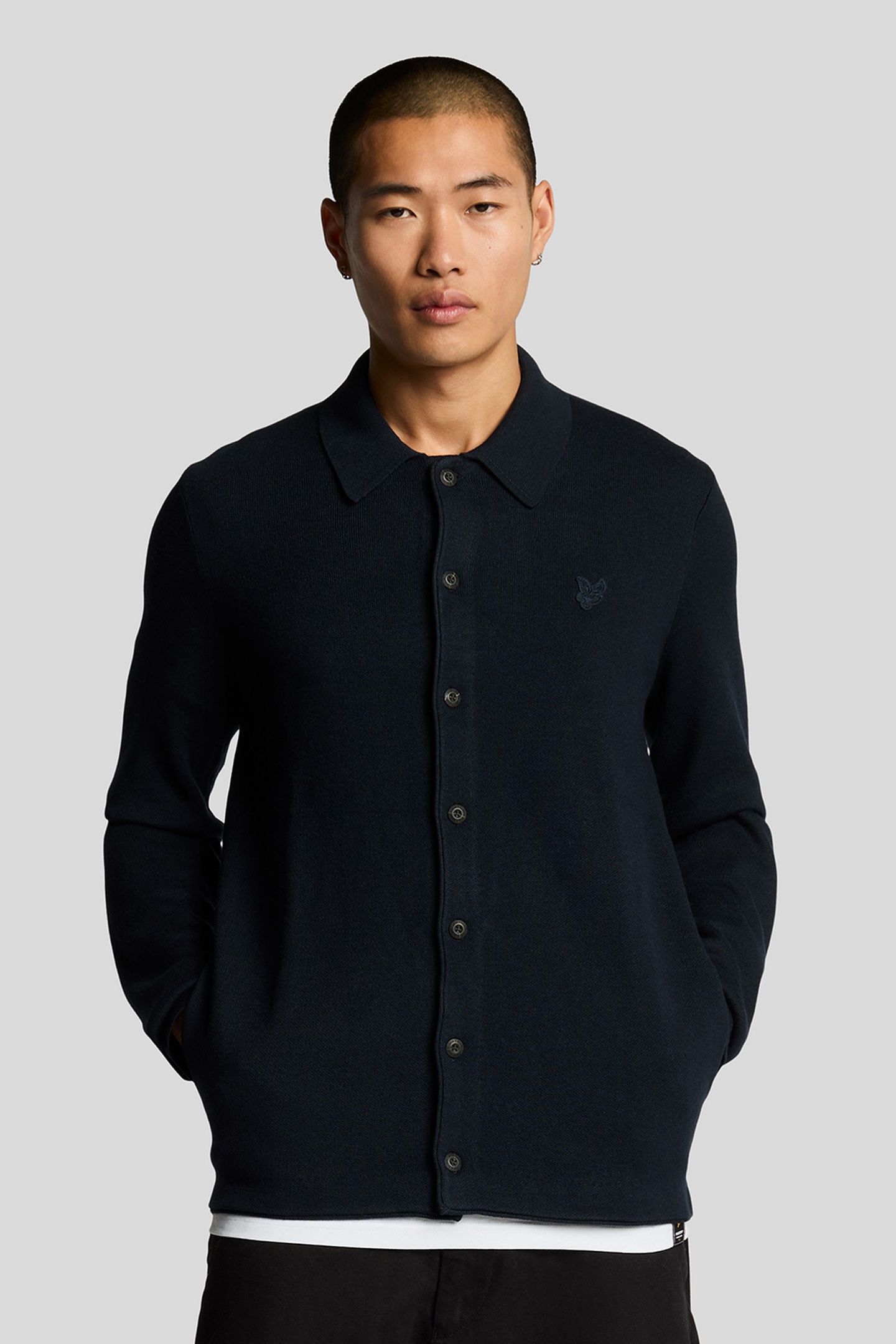 TONAL EAGLE DOUBLE KNIT SHIRT DARK NAVY by Lyle & Scott