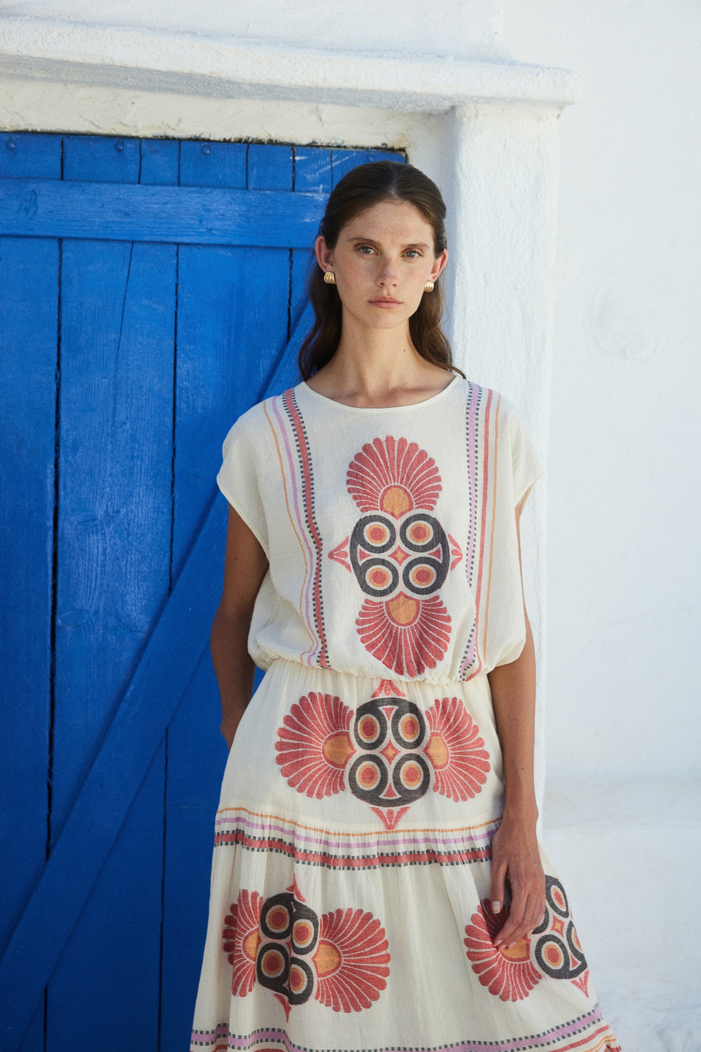 LOKI BLOUSE JACQUARD RED ORANGE 1