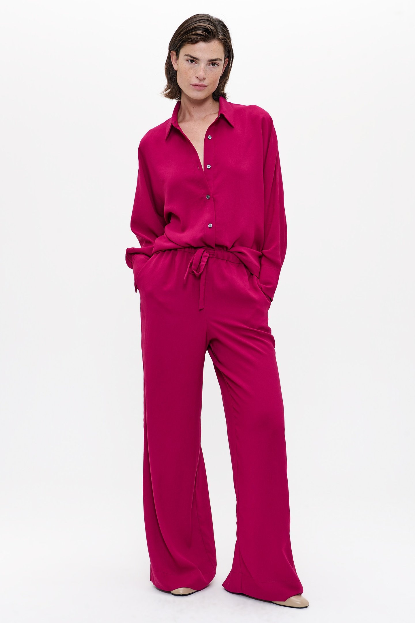 FLUID BAT-SLEEVE SHIRT DEEP PLUM 2