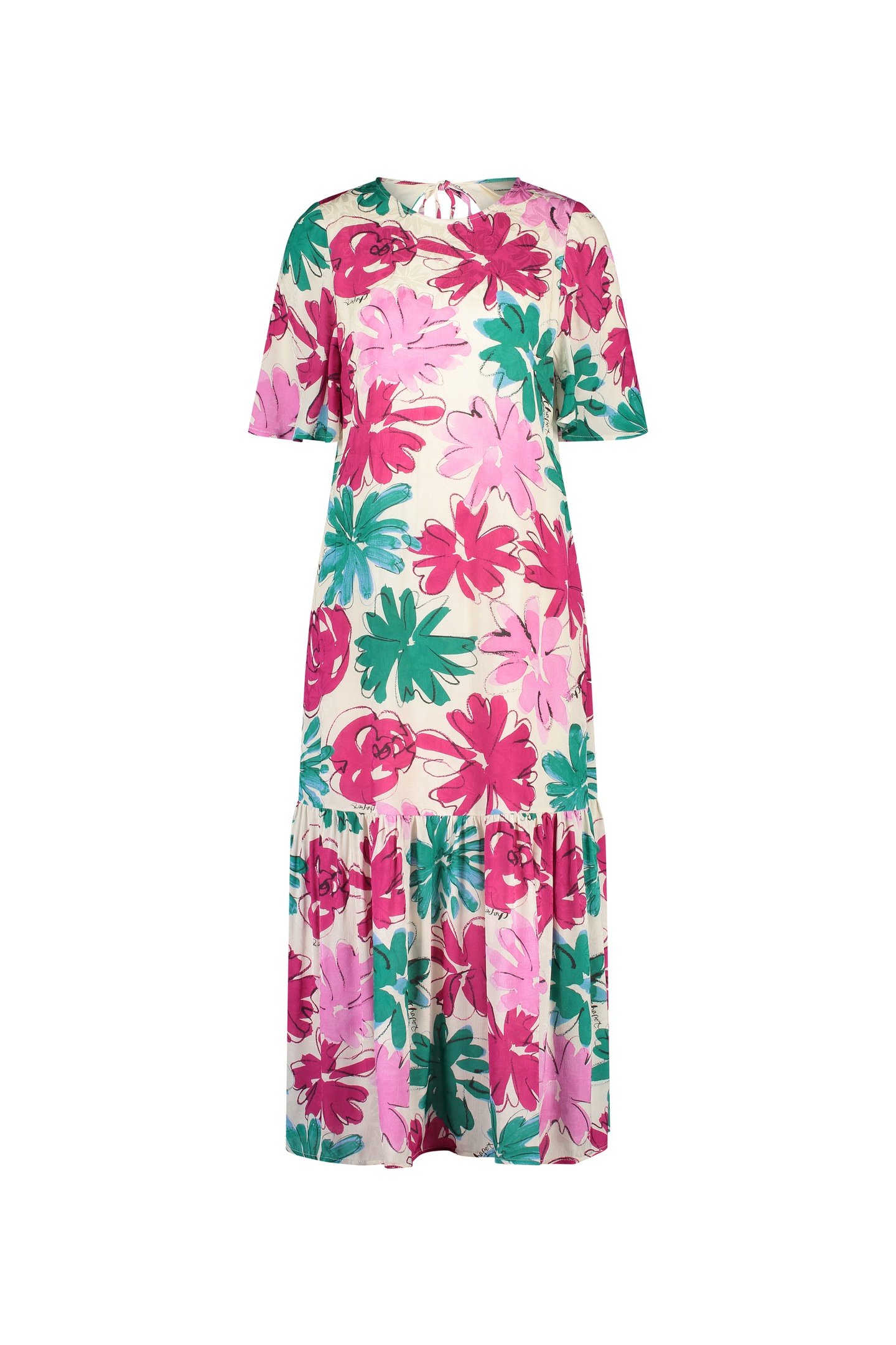 CECILIE DRESS WARM WHITE/PINK FROL 4