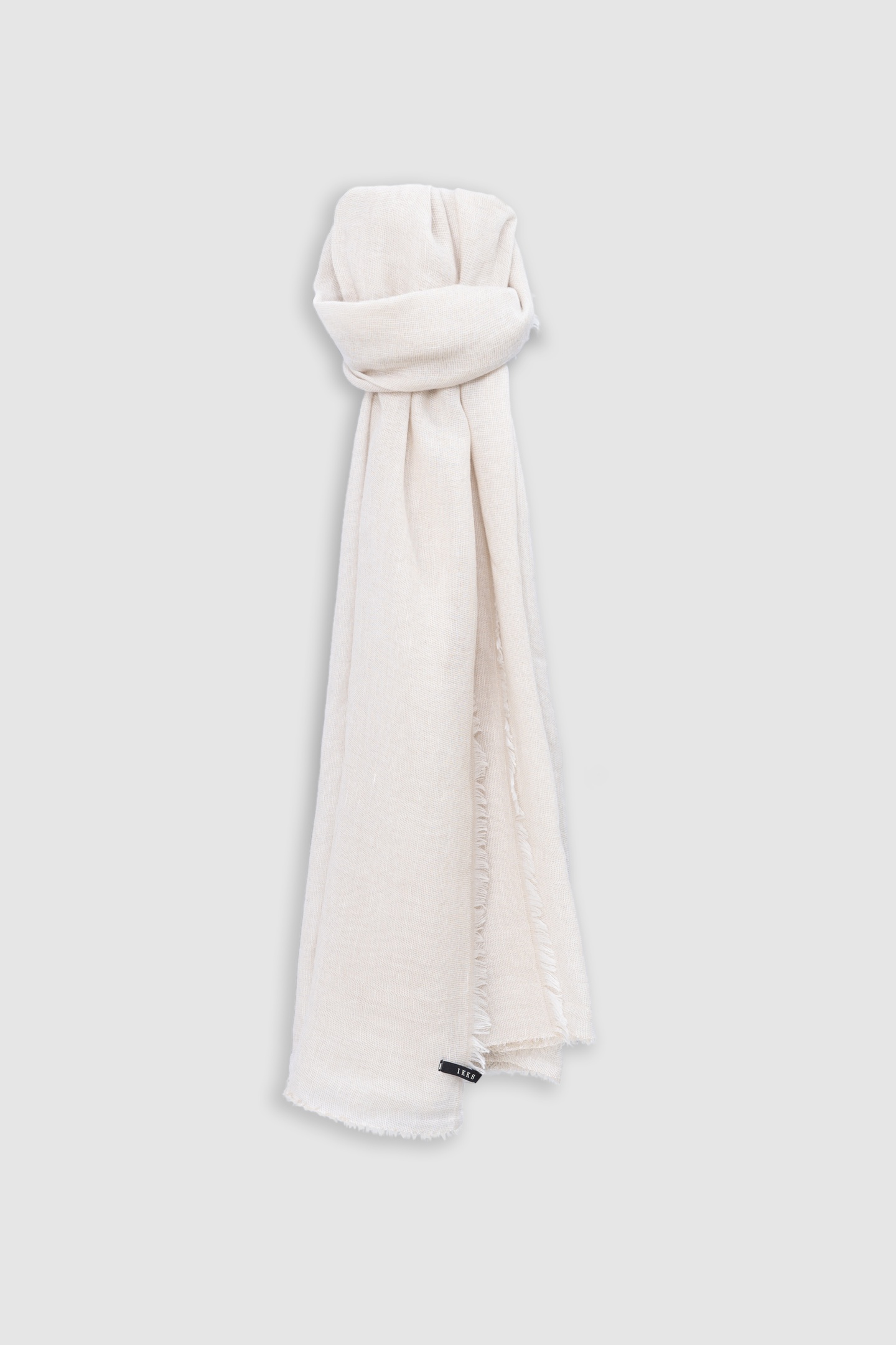 BEIGE SEMI-PLAIN SCARF WITH FRINGED EDGES 1