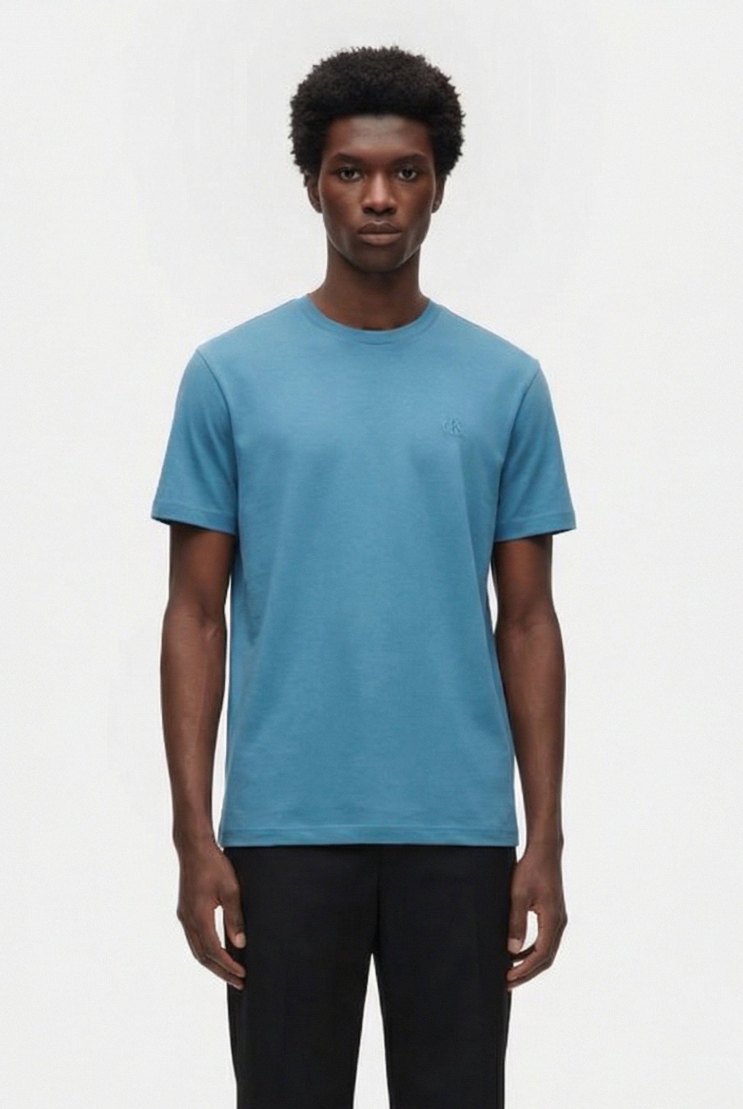 SS SUPIMA CHEST EMB BLUE STEAM by Calvin Klein