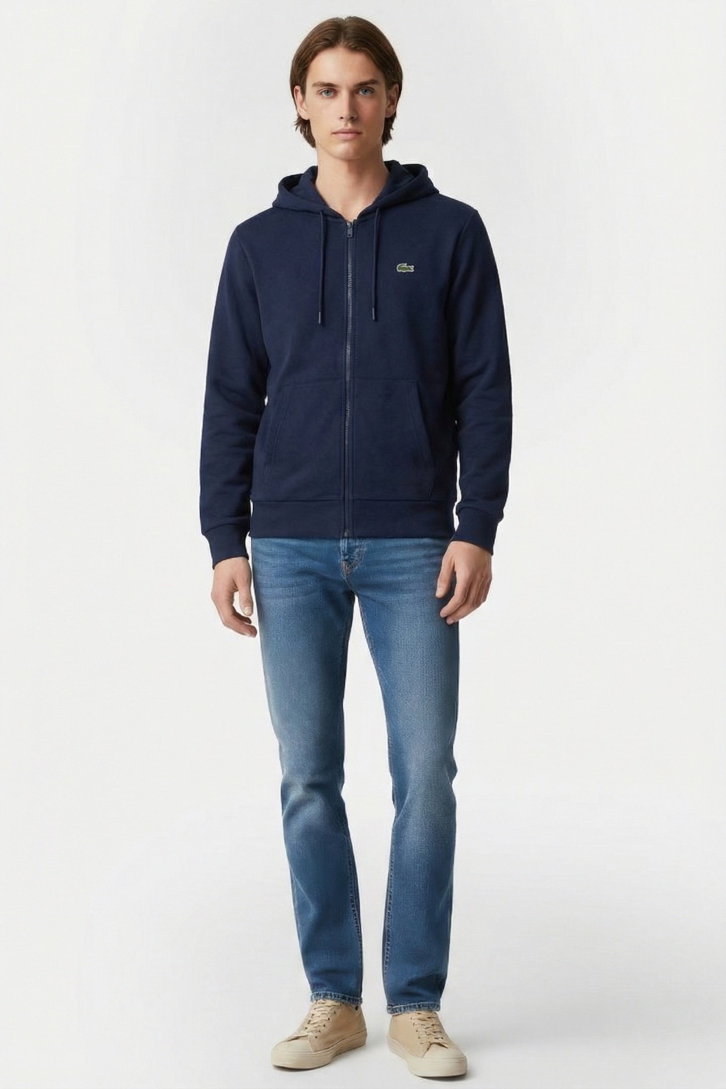 ZIP-UP FLEECE HOODIE NAVY BLUE 1
