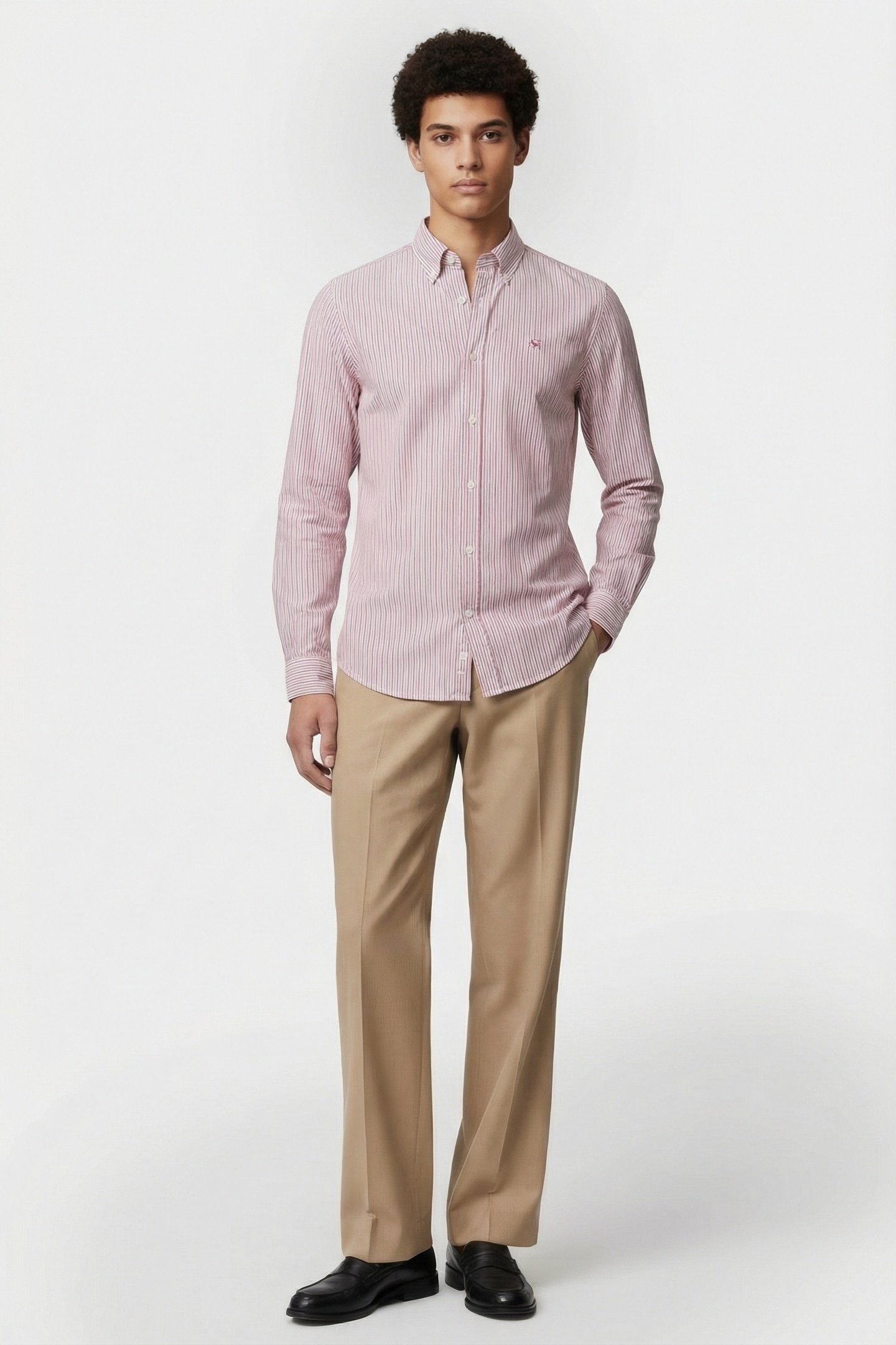 ESSENTIAL STRIPE POPLIN SHIRT MYSTIC PINK WHITE STRIPE 1