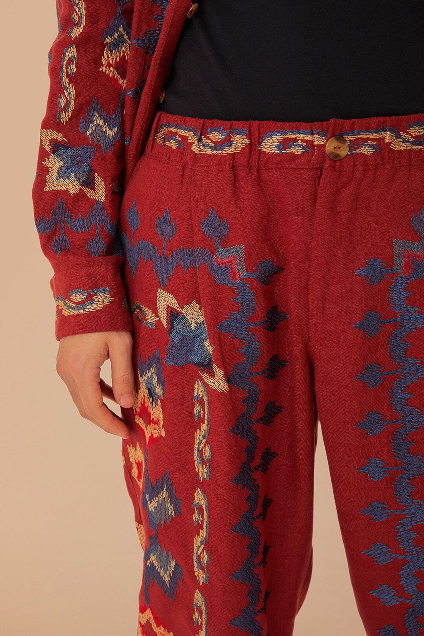 FLORAL EMBROIDERY JACQUARD PANTS 6