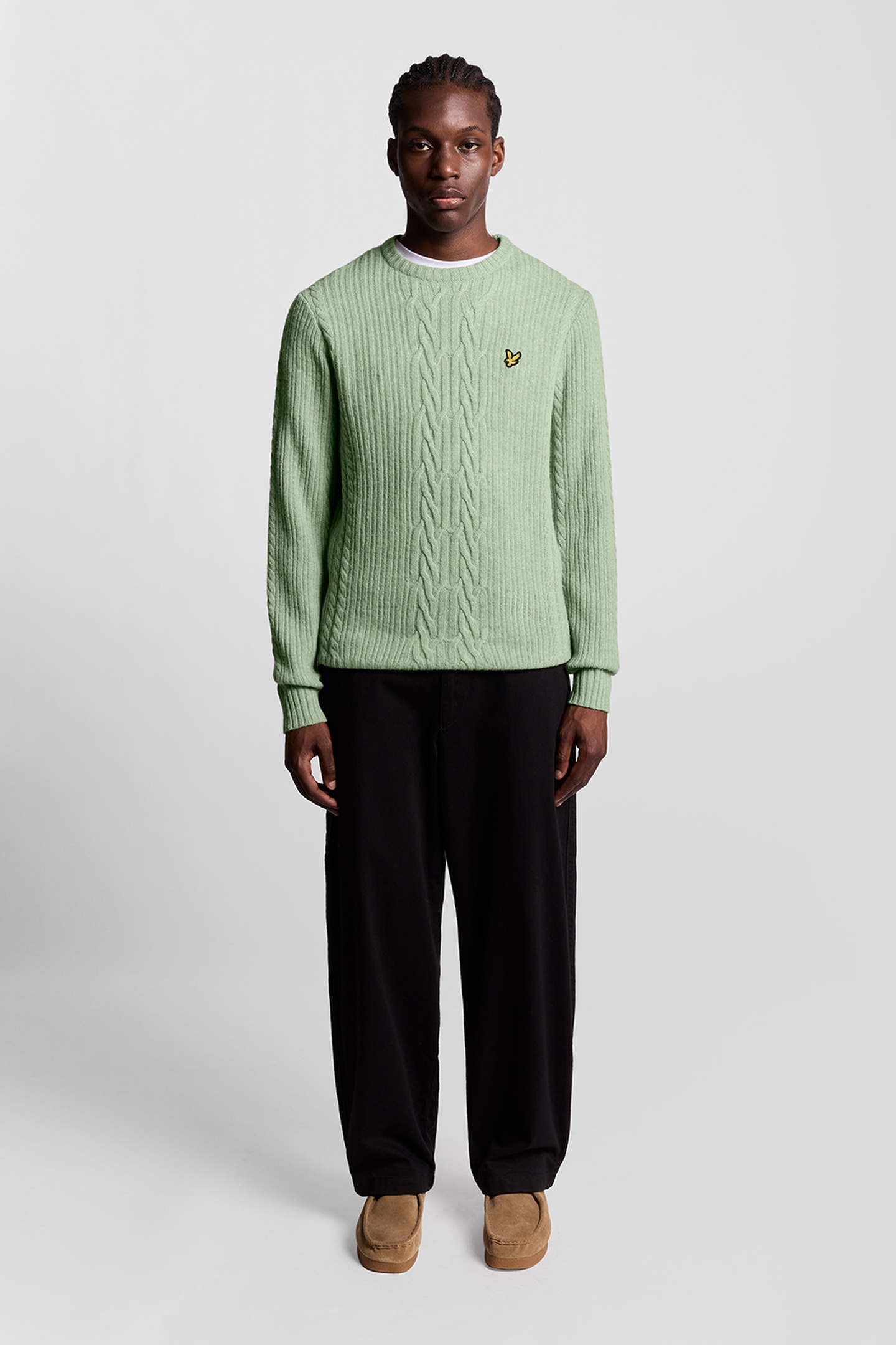 RIBBED CABLE KNIT JUMPER COLD MINT MARL 1