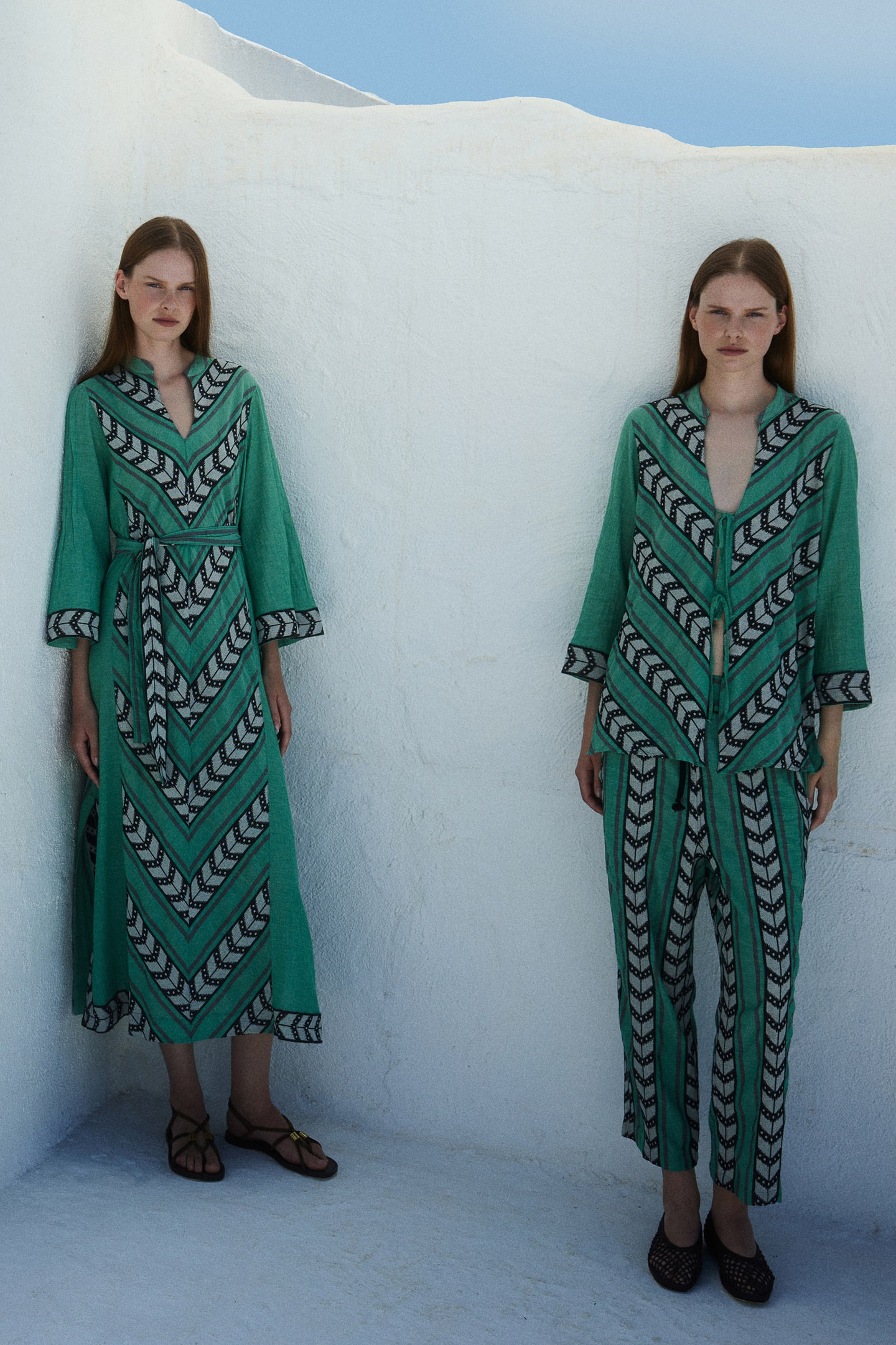 NEW LONG DRESS JACQUARD GREEN BLACK 5