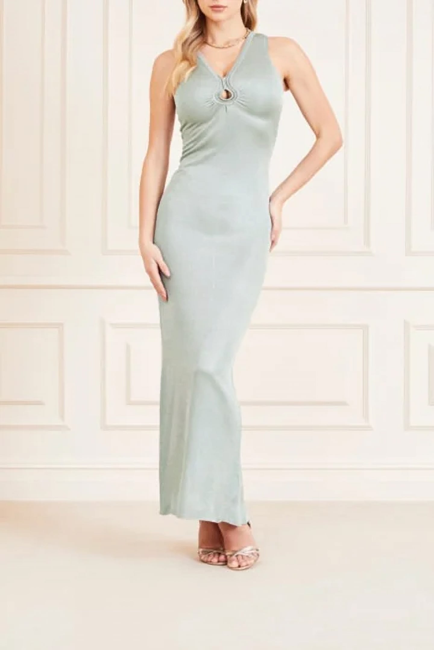 MARCIANO BY GUESS SCARLETT LONG DRESS MINERAL GREY MULTI 1