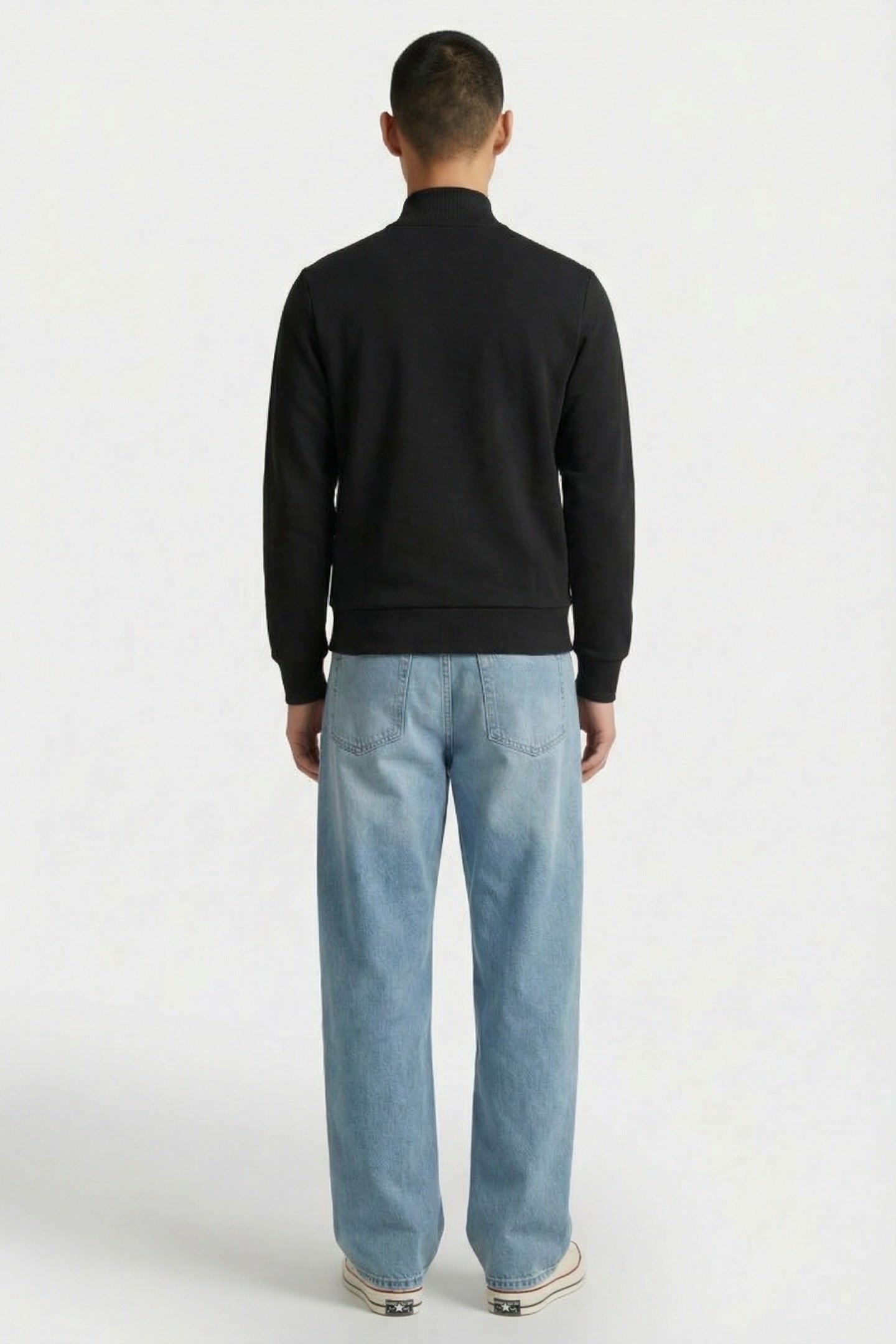 ZIP-UP HIGH NECK FLEECE SWEATSHIRT BLACK 2