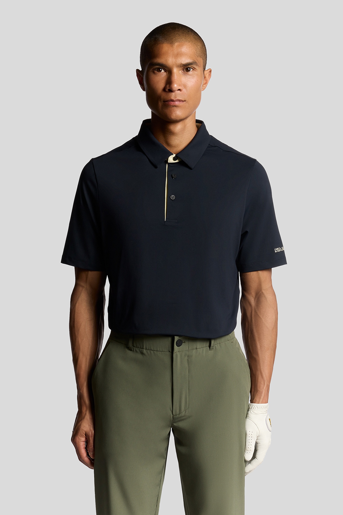 GOLF SHANK BUTTON POLO SHIRT DARK NAVY/SUNRISE YELLOW 1