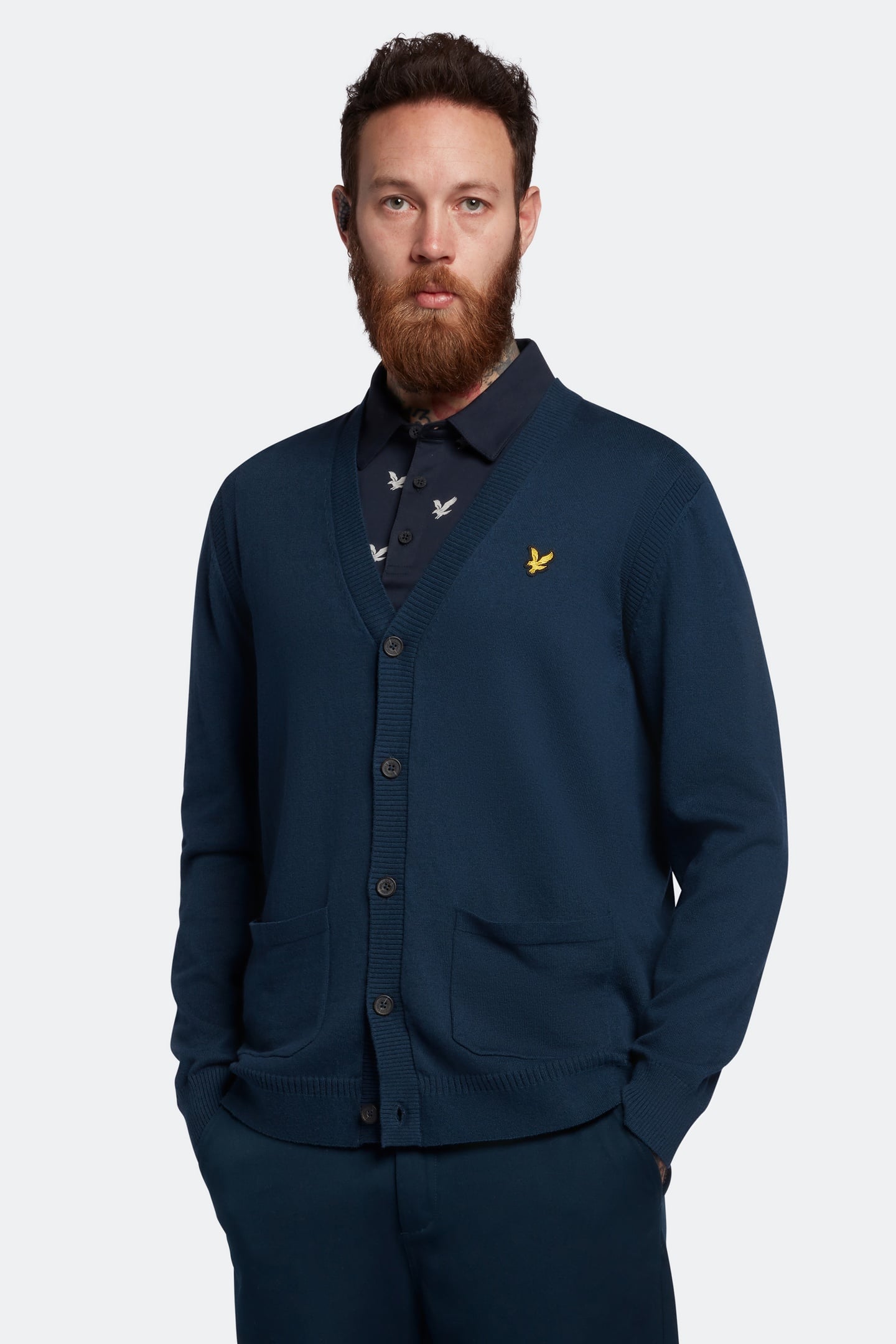 GUERNSEY GOLF CARDIGAN LIGHT NAVY 1