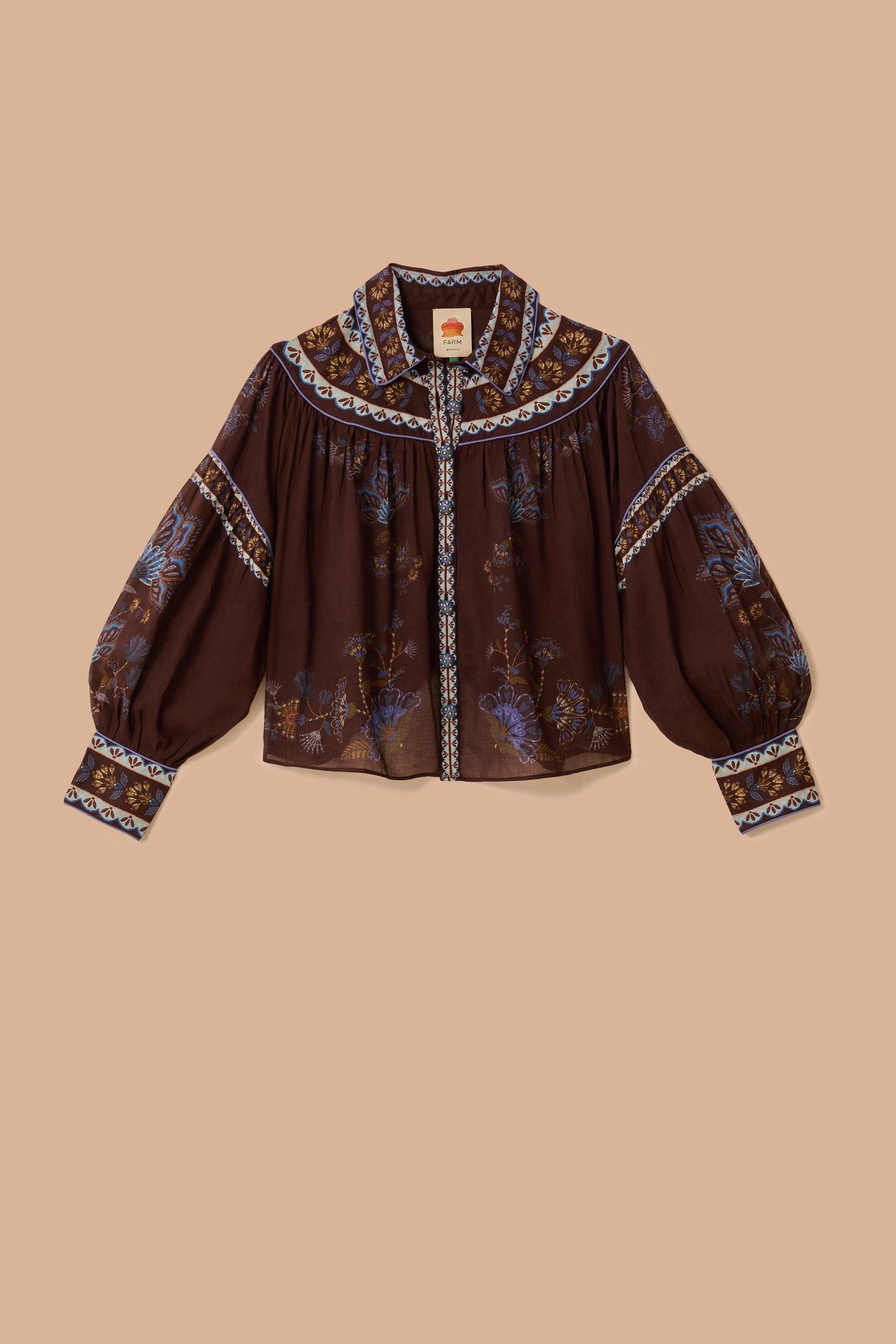 EMBROIDERED GARDEN BROWN BLOUSE 4