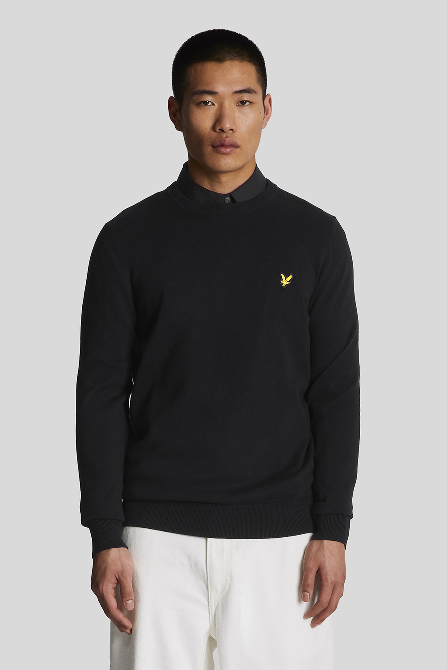 COTTON CREW NECK JUMPER JET BLACK 3