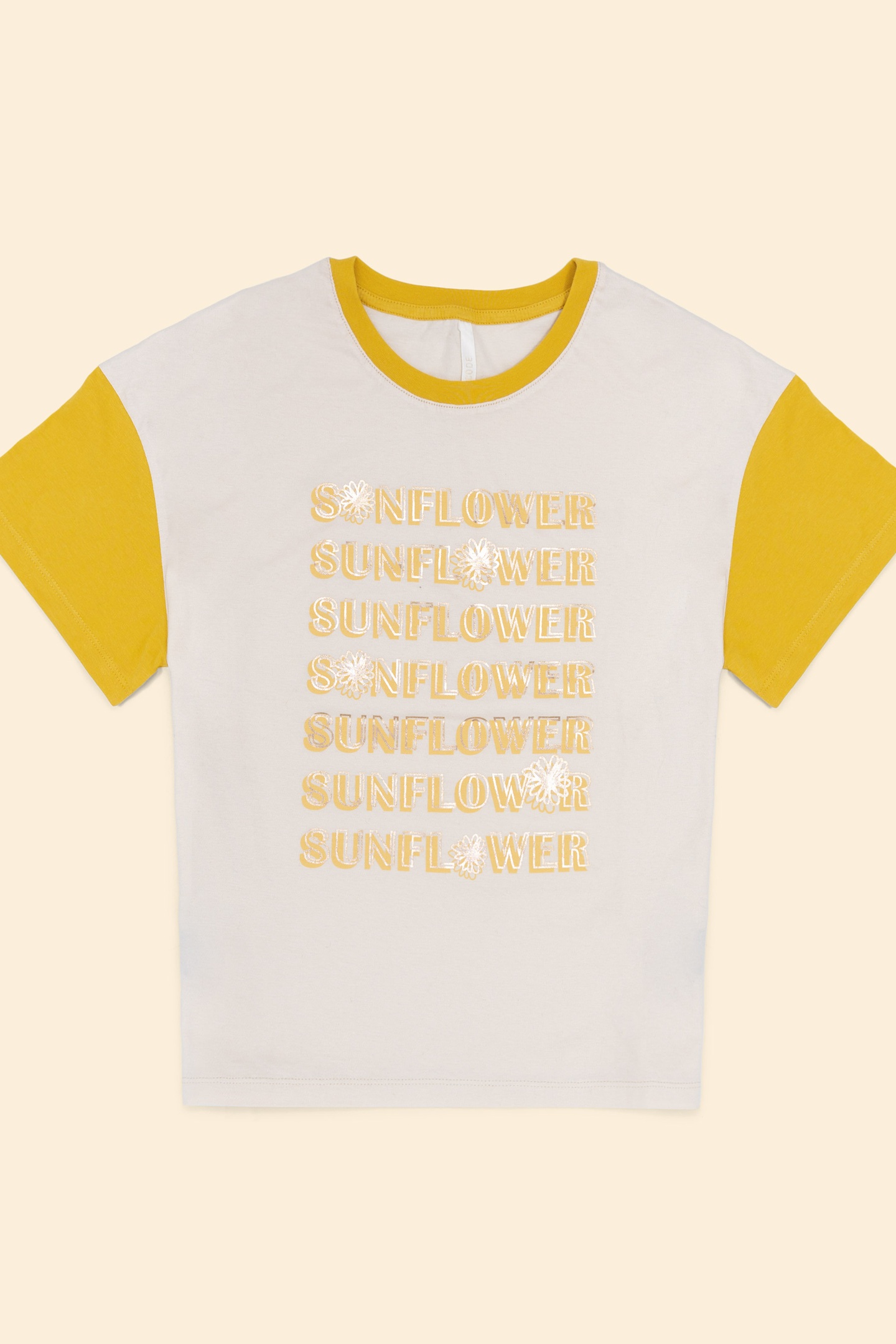 ECRU T-SHIRT WITH YELLOW SLOGAN SLEEVES ECRU 6
