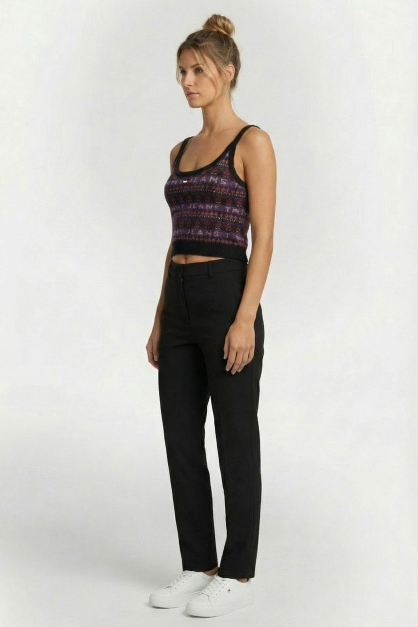 CHIC FAIR ISLE SLIM KNIT CAMI TOP BLACK 3