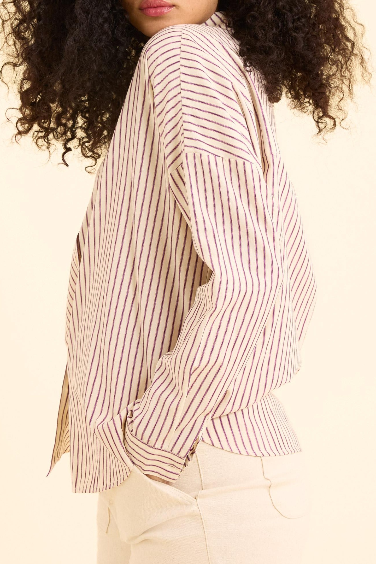 DARK PURPLE STRIPED SHIRT WITH HEART EMBROIDERY DARK PURPLE 6