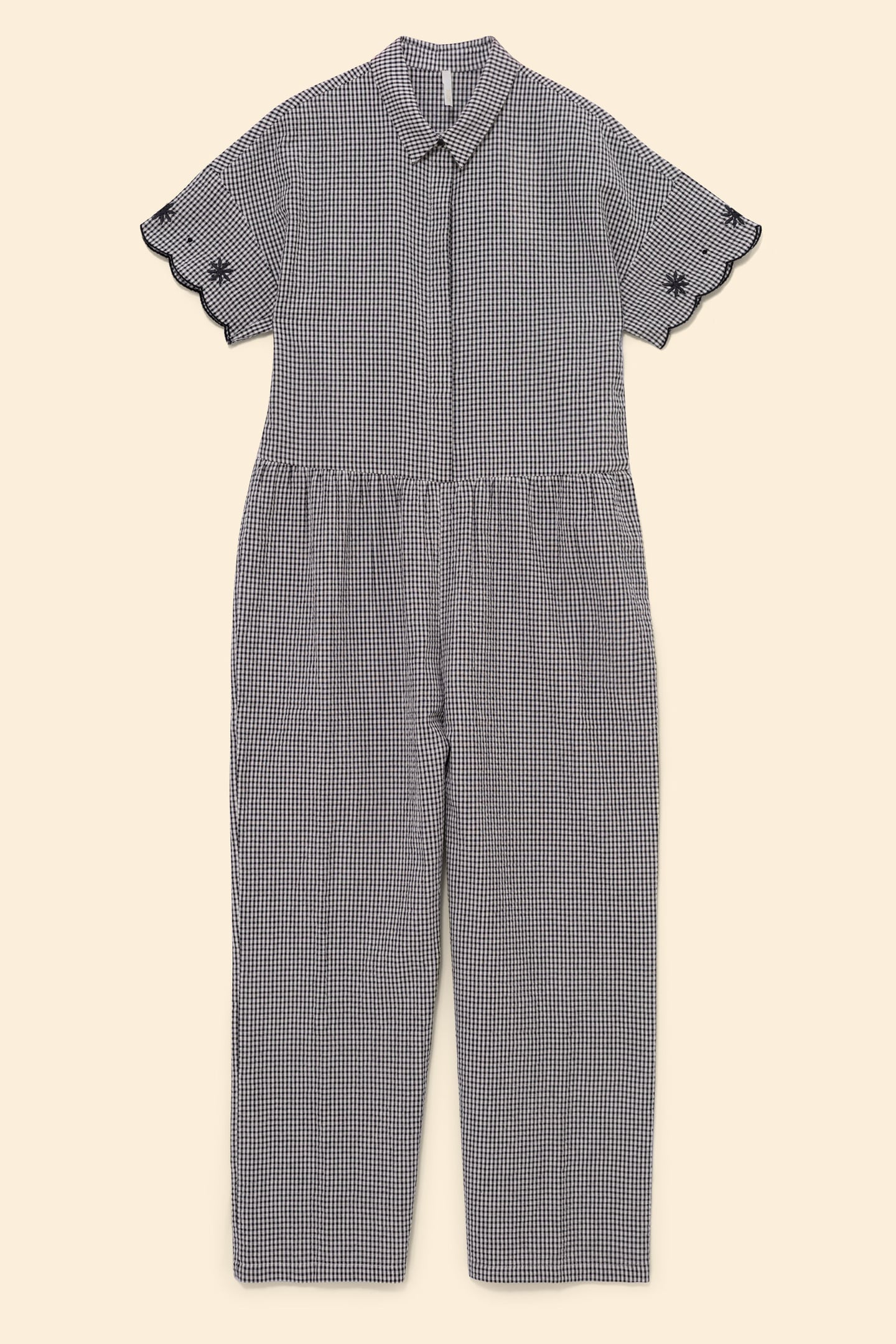 GINGHAM PATTERN TROUSER SUIT WITH EMBROIDERY ECRU 4