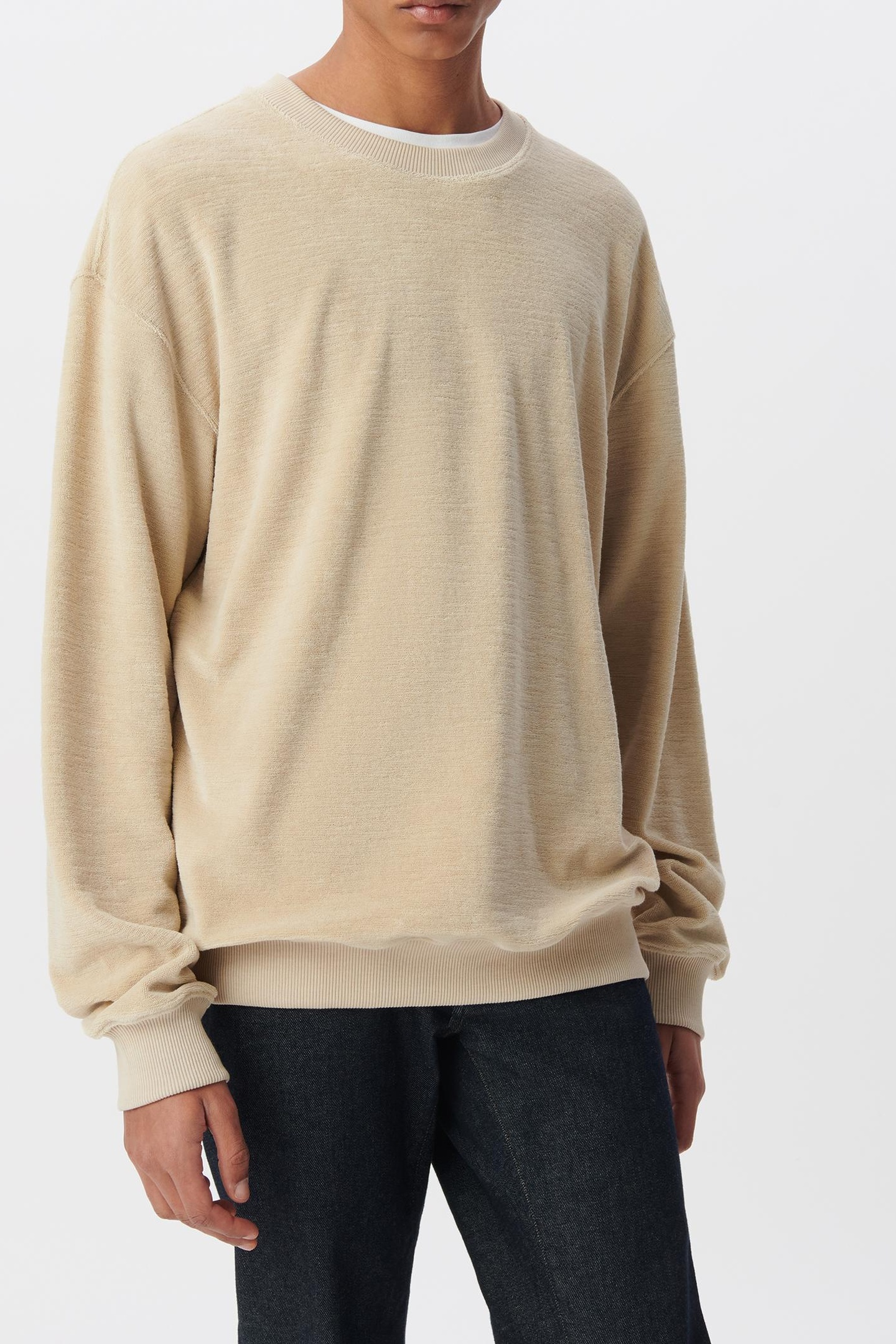 BEIGE ORGANIC COTTON TERRY CLOTH SWEATSHIRT 2