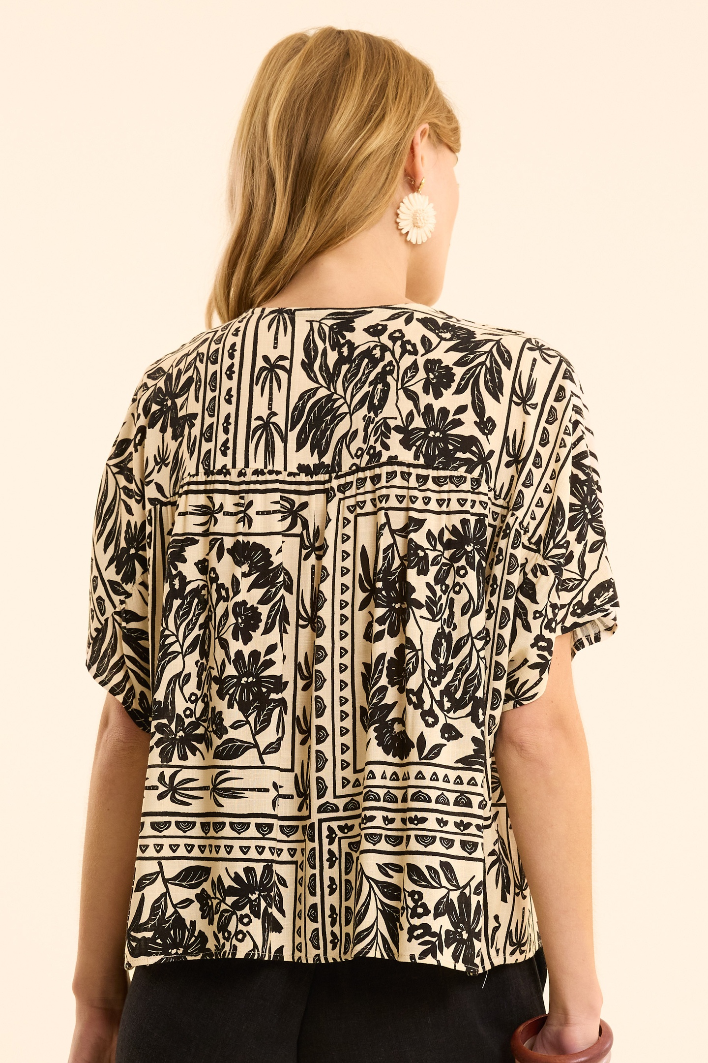 ECRU TOP WITH PLANT BANDANA PRINT ECRU 3
