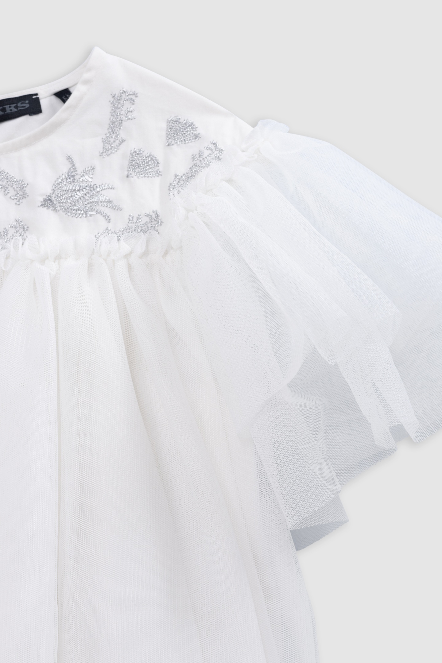 WHITE TULLE DRESS WITH SILVER EMBROIDERY 6
