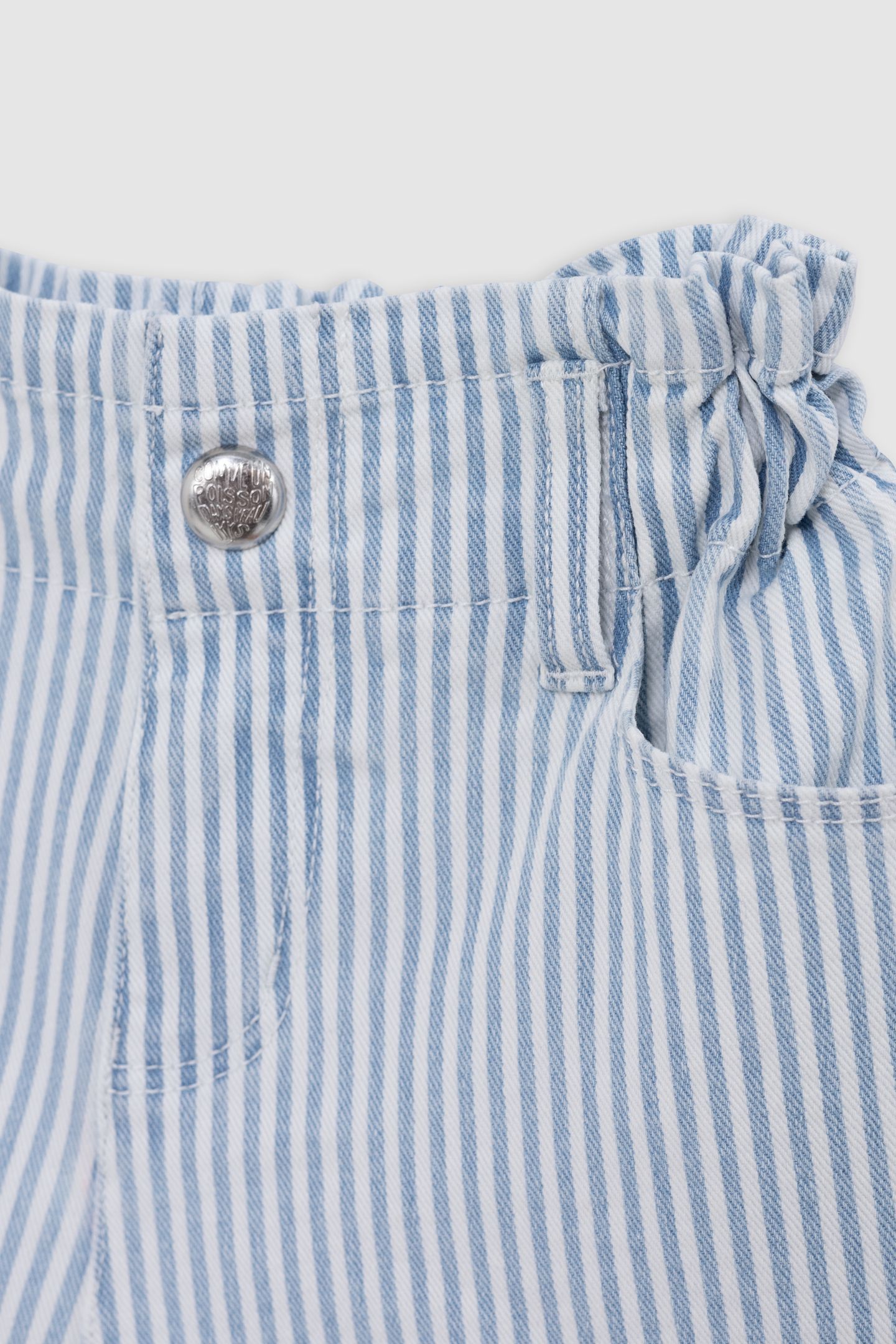 WHITE DENIM SHORTS WITH BLUE STRIPES 3