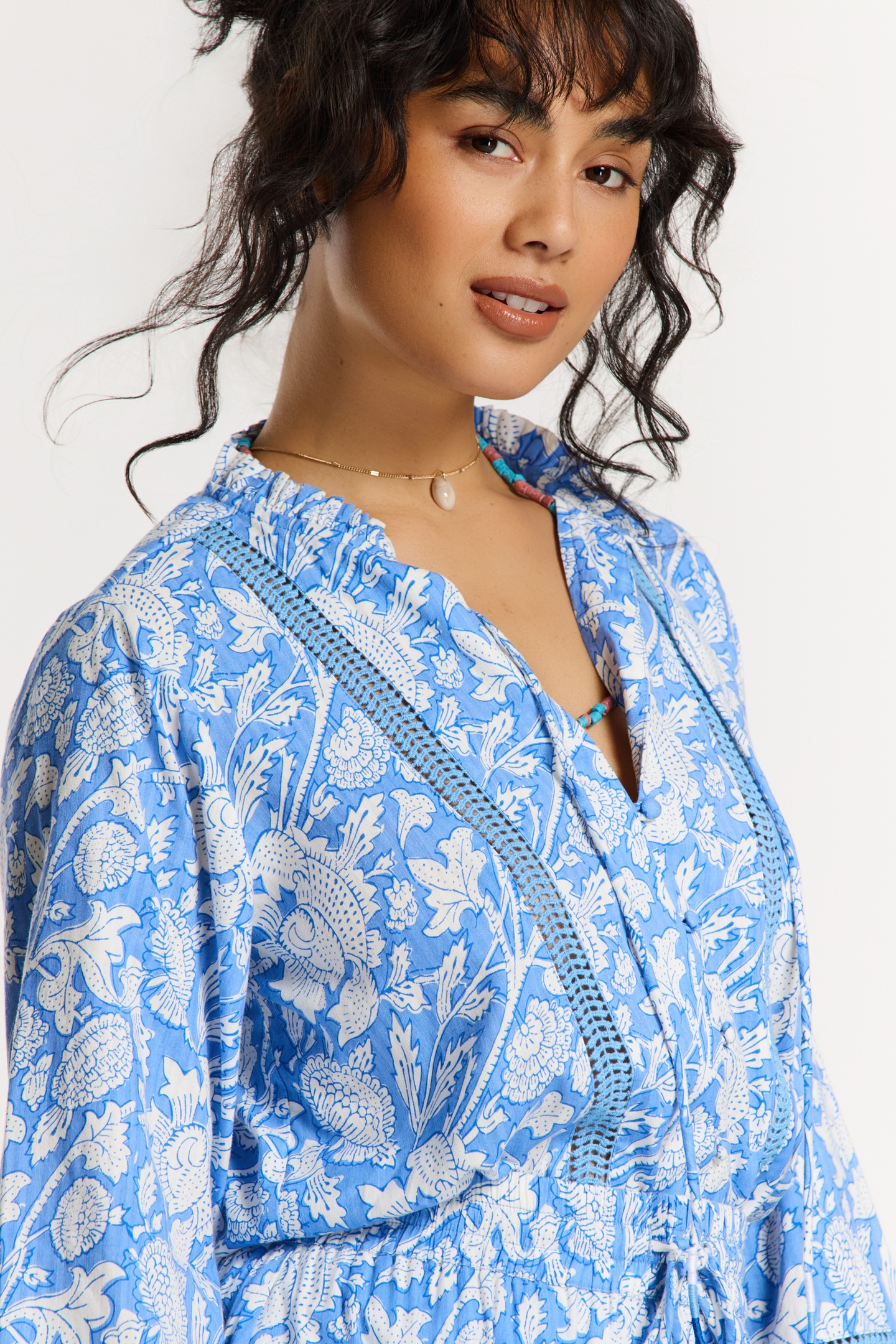 ELSIE BLOUSE FLOWER BLUE PERIWINKLE FLOWER 10