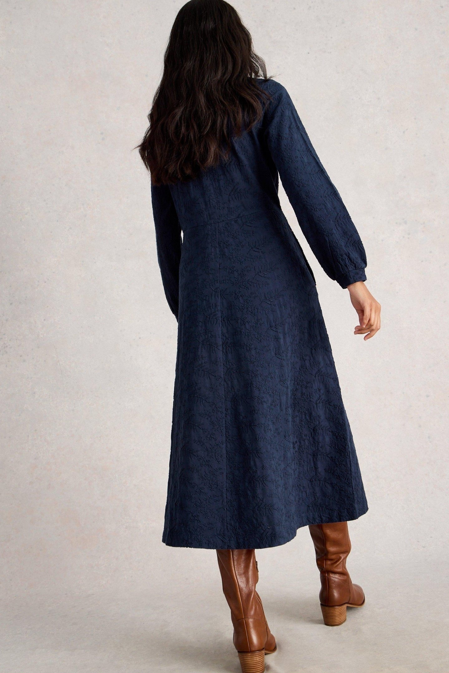 MEGAN EMBROIDERED JERSEY DRESS DARK NAVY 3